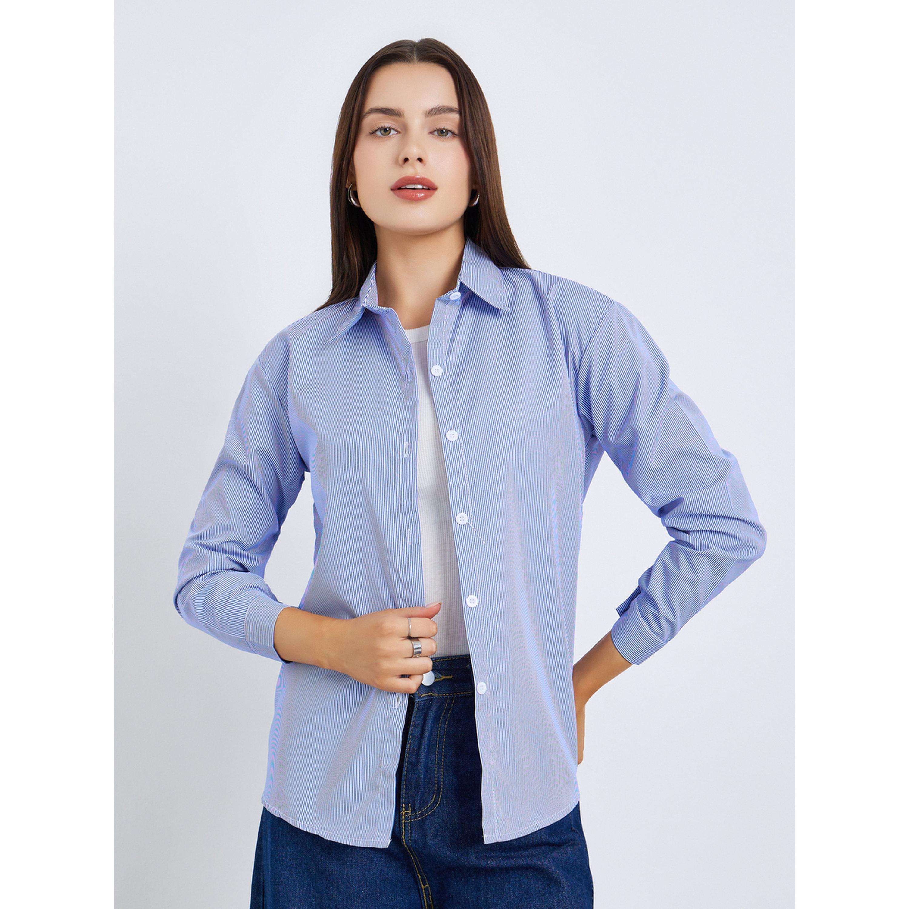 قميص مخطط بأكمام طويلة وقصة عادية-women-clothing-shirtsandblouses-shirts-image-1