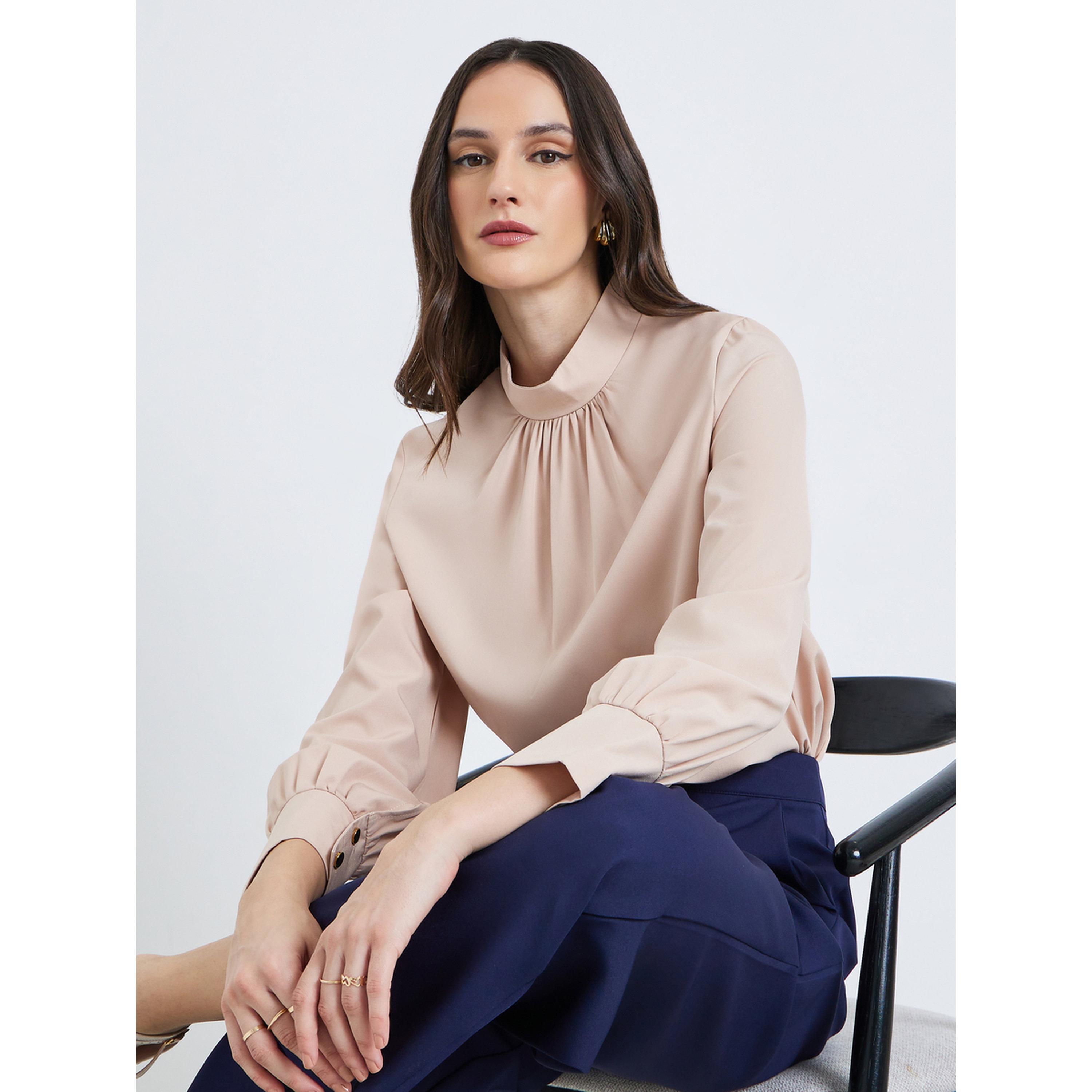 Styli Women Beige Balloon Sleeve Blouse-women-clothing-shirtsandblouses-blouses-image-3