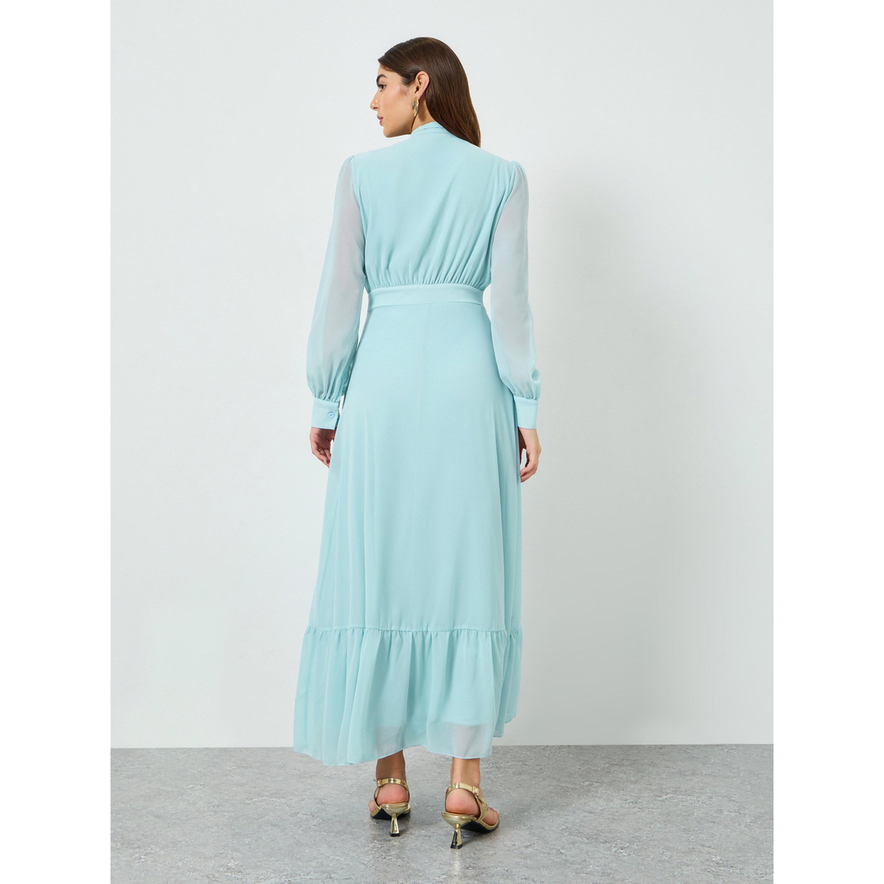 فستان طويل شيفون برباط ياقة للنساء-women-clothing-dresses-image-4