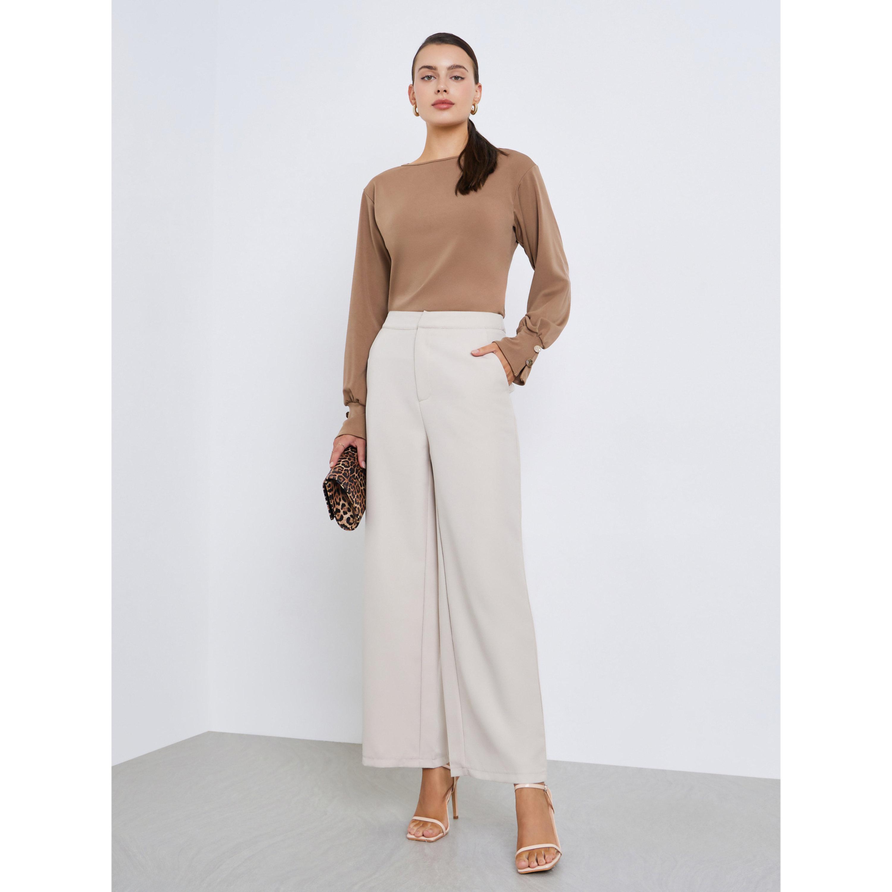 Styli Women Brown Long Sleeve Knit Top-women-clothing-shirtsandblouses-blouses-image-2