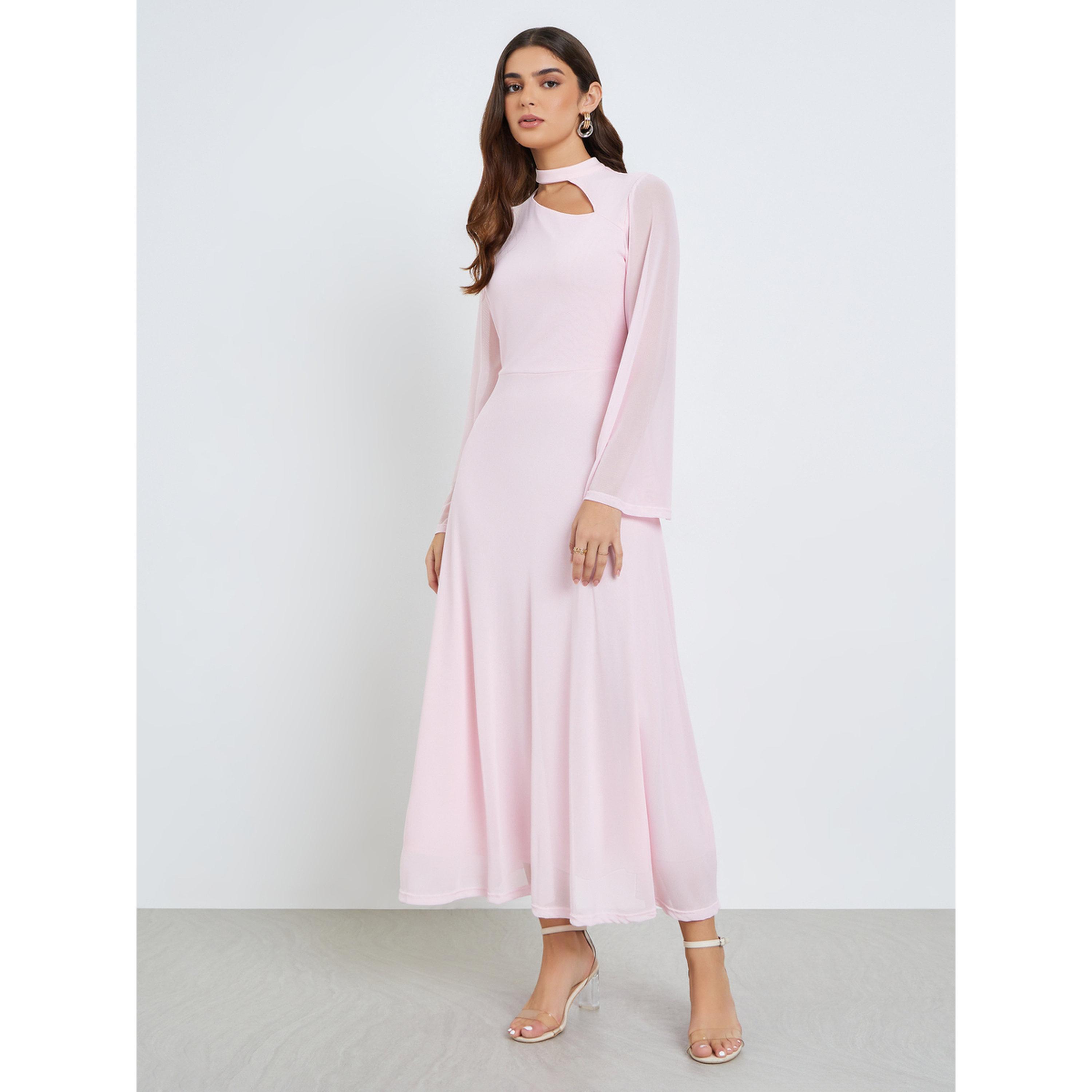 فستان طويل نسائي بأكمام جرس وحافة واسعة-women-clothing-dresses-image-1