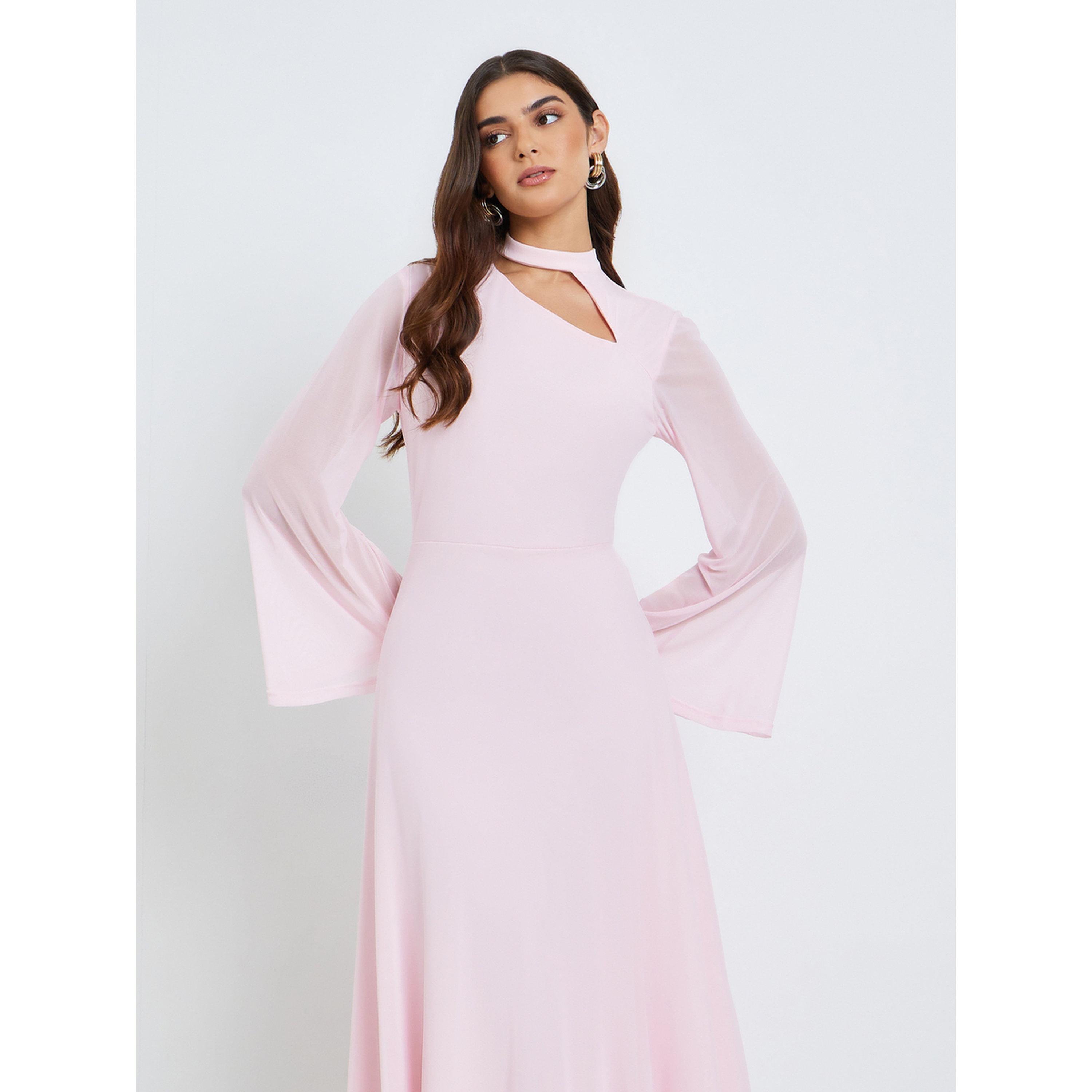 فستان طويل نسائي بأكمام جرس وحافة واسعة-women-clothing-dresses-image-2