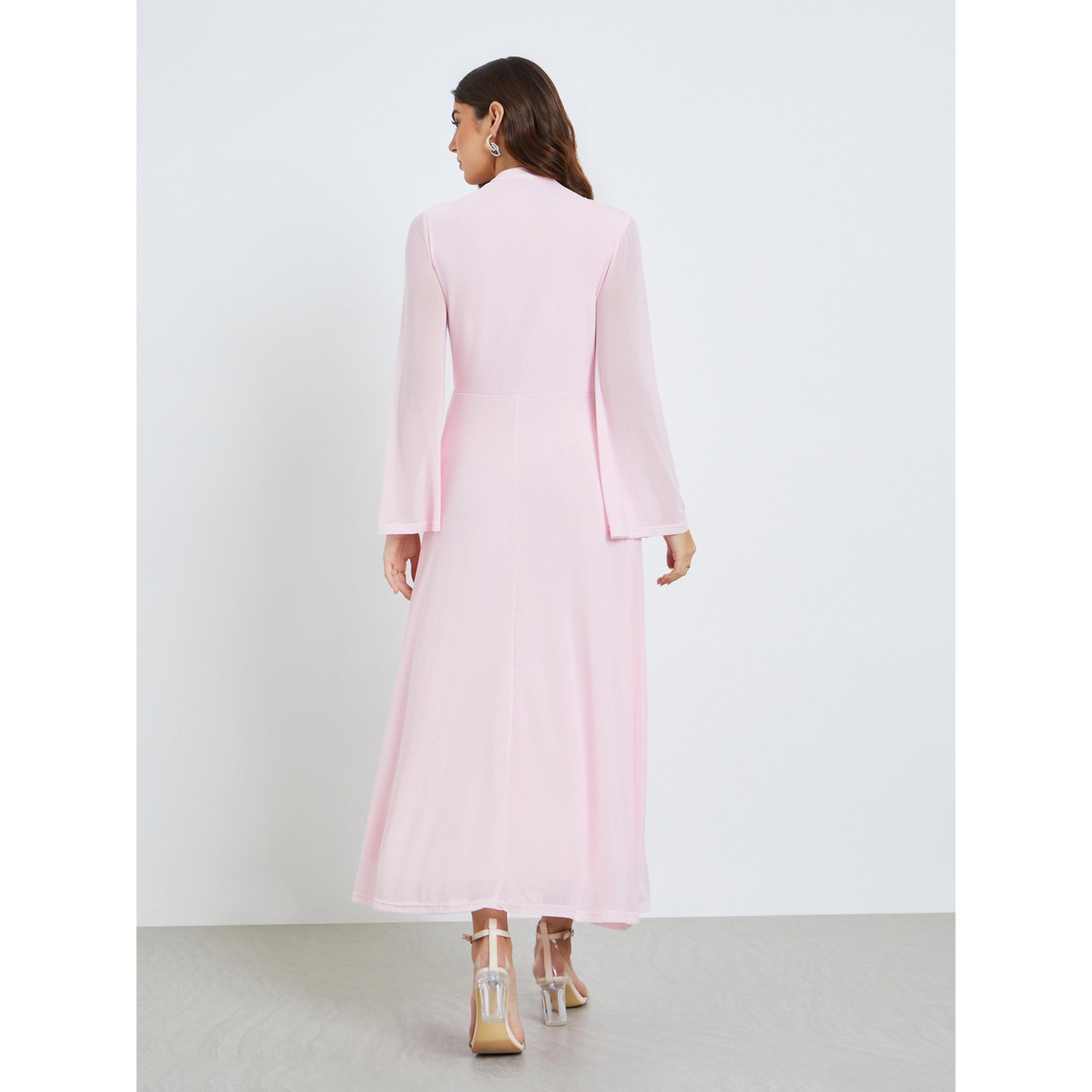 فستان طويل نسائي بأكمام جرس وحافة واسعة-women-clothing-dresses-image-4