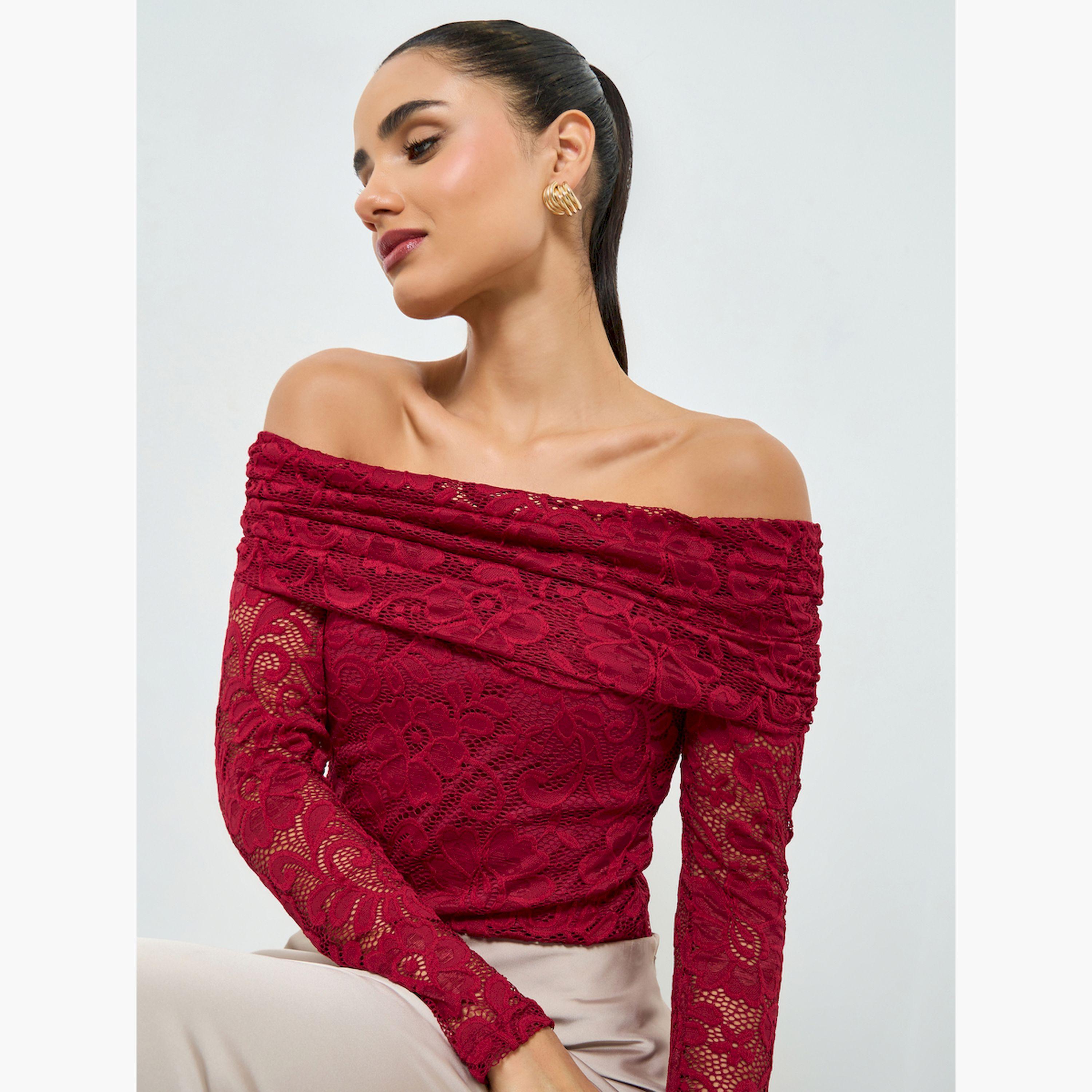 بلوزة دانتيل بأكمام طويلة بأكتاف مكشوفة-women-clothing-shirtsandblouses-blouses-image-3