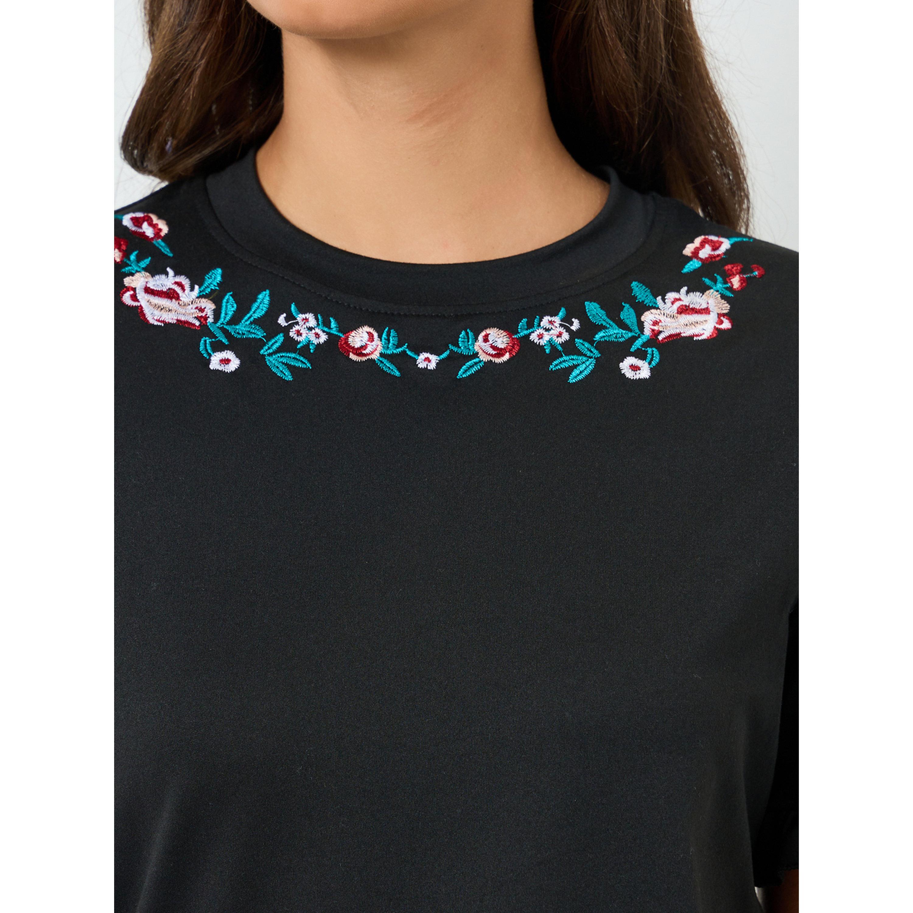 Styli Women Black Embroidered T-Shirt-women-clothing-tshirts-image-4