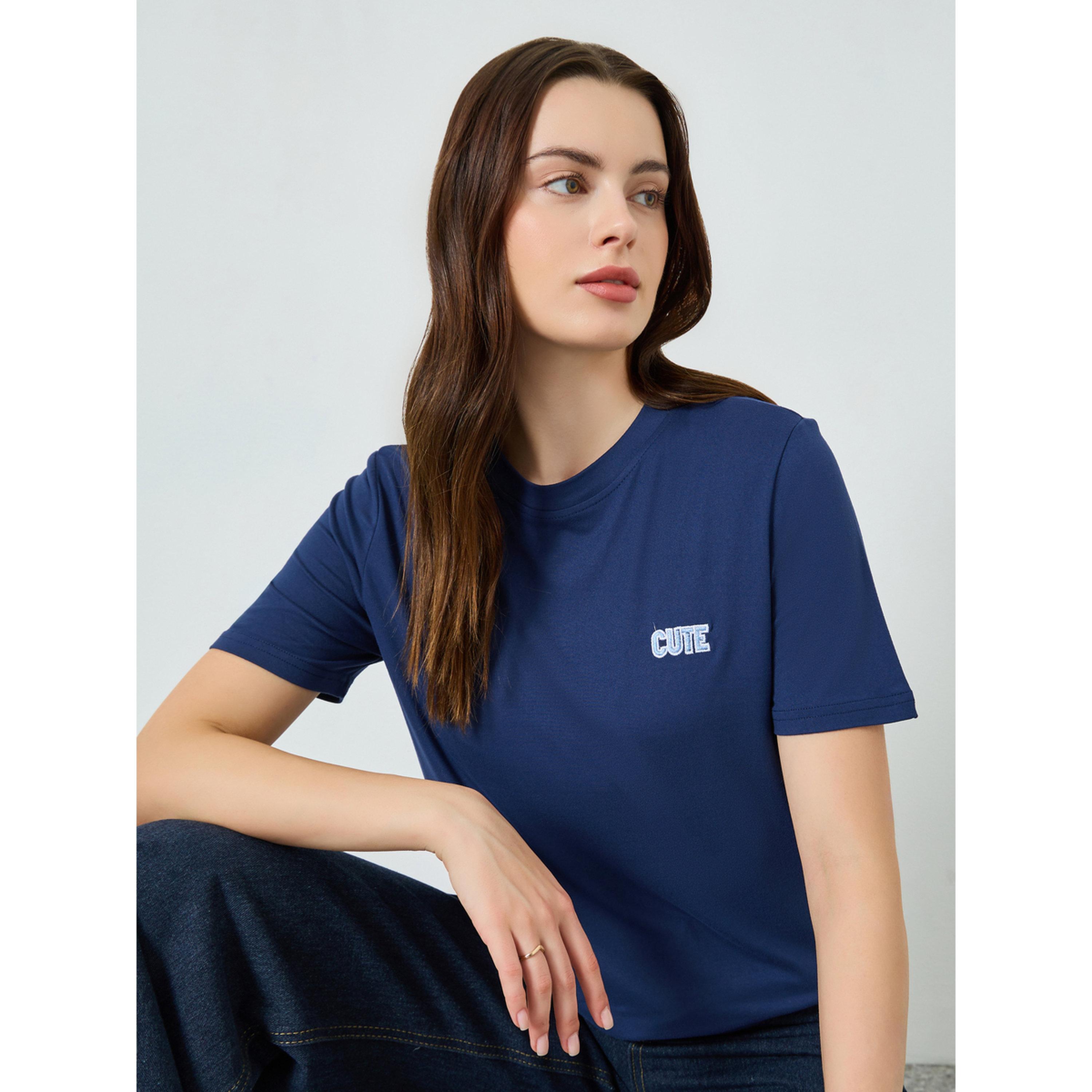تيشيرت كحلي مطرز-women-clothing-tshirts-image-3