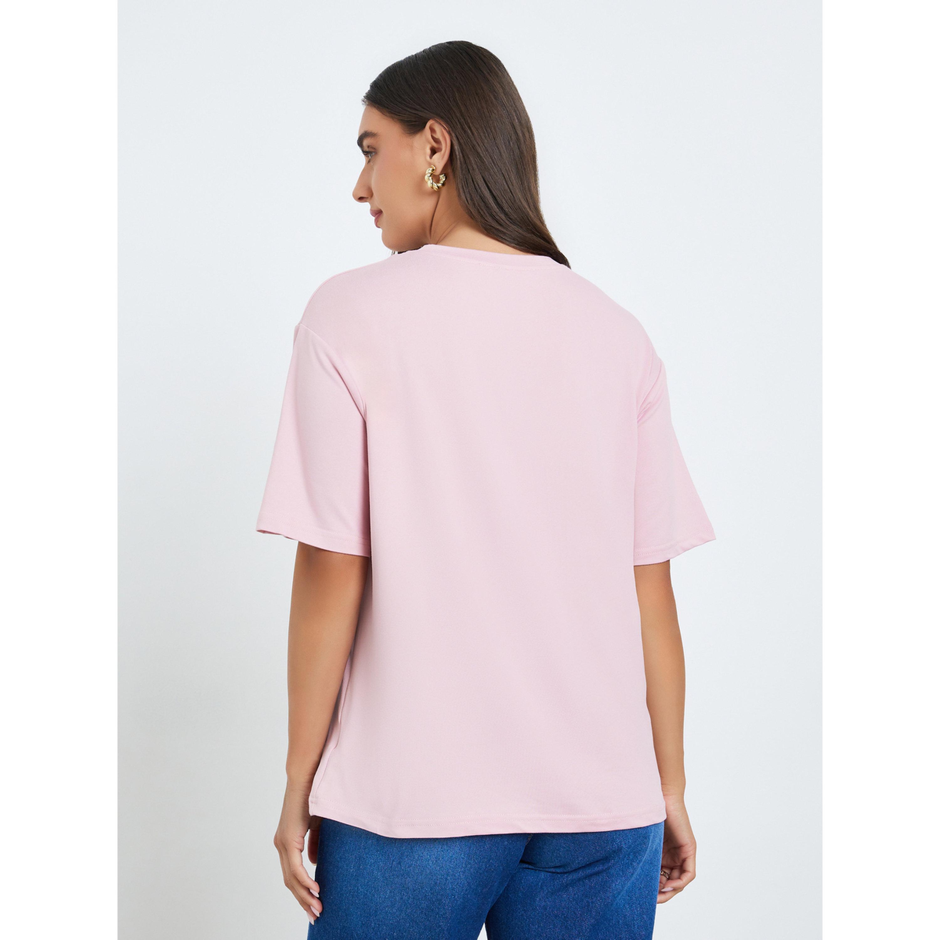 Styli Women Pink Graphic Print T-Shirt-women-clothing-tshirts-image-5