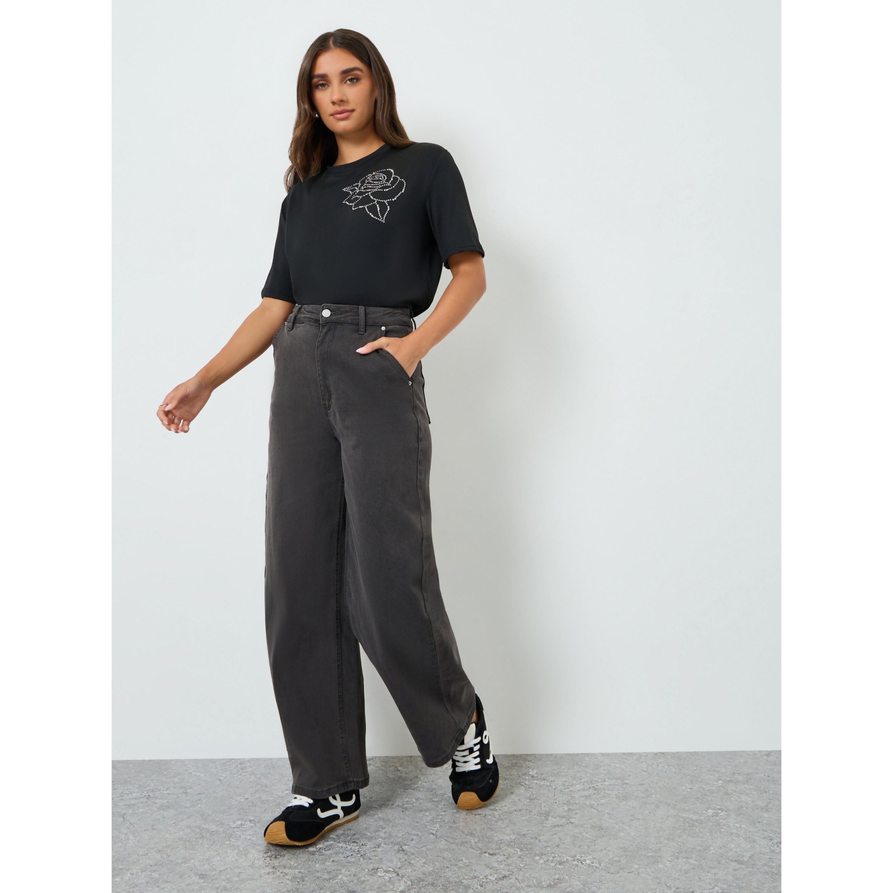 تيشيرت فضفاض بكرستال ووردة-women-clothing-tshirts-image-2