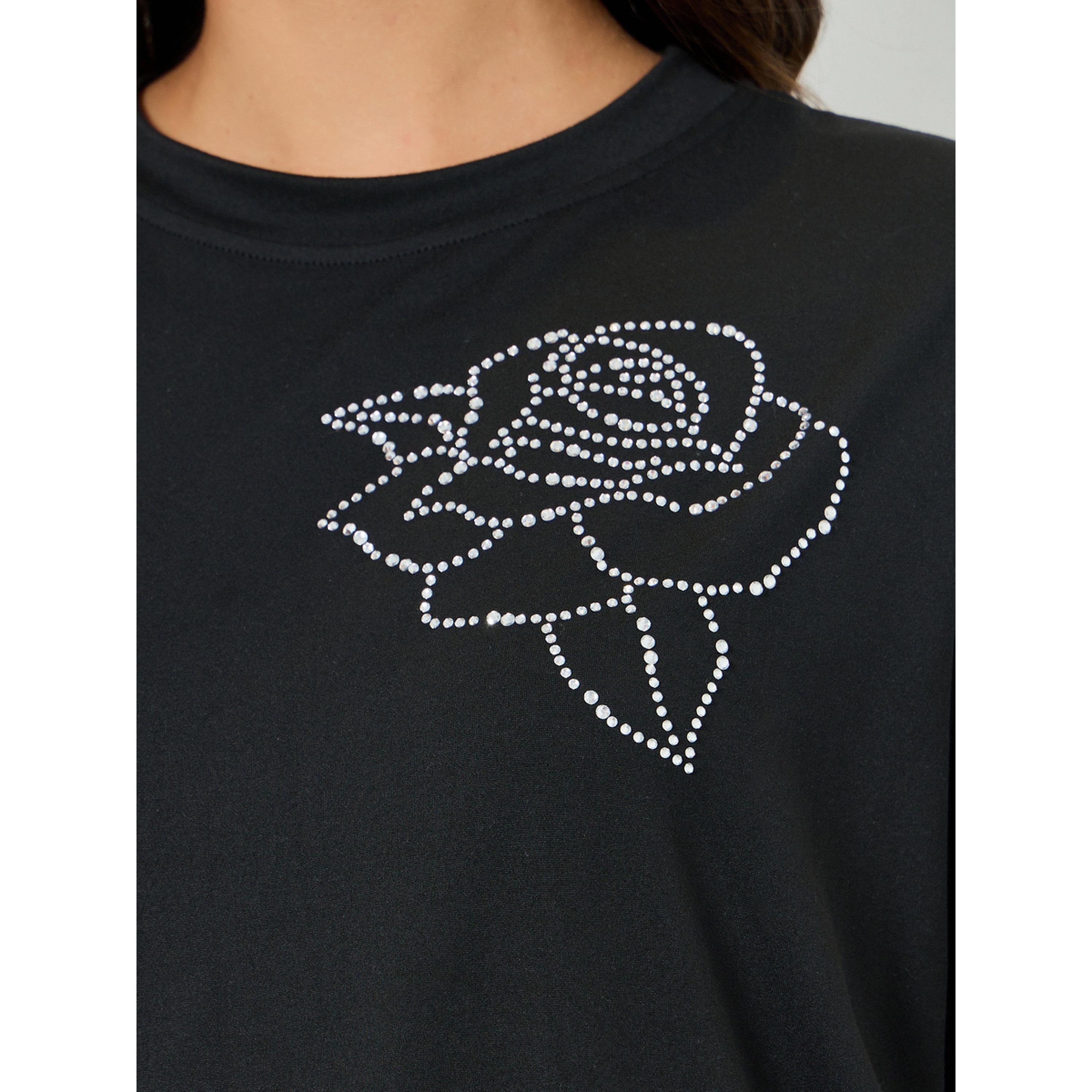تيشيرت فضفاض بكرستال ووردة-women-clothing-tshirts-image-4
