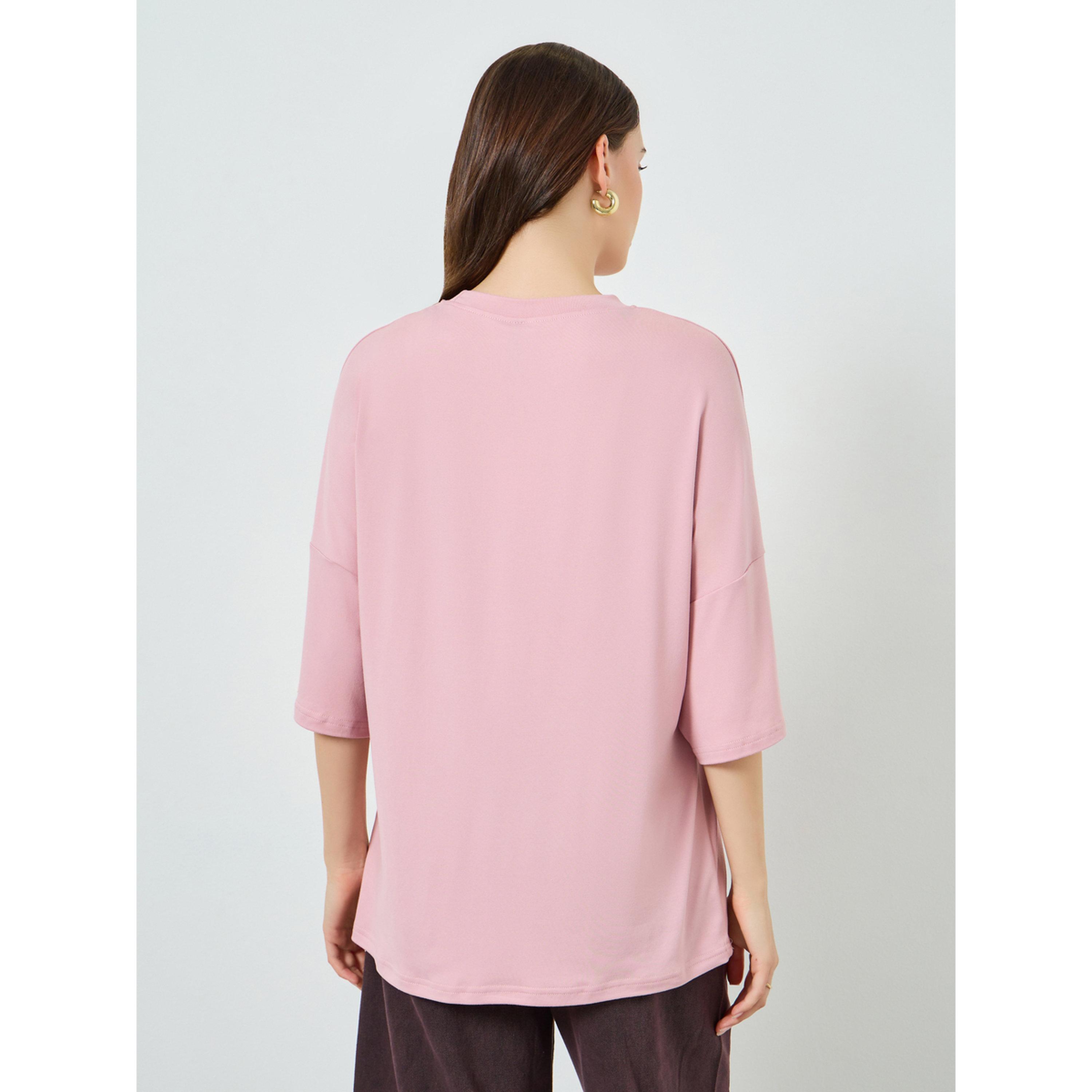 Styli Women Pink Butterfly Graphic Oversized T-Shirt-women-clothing-tshirts-image-4