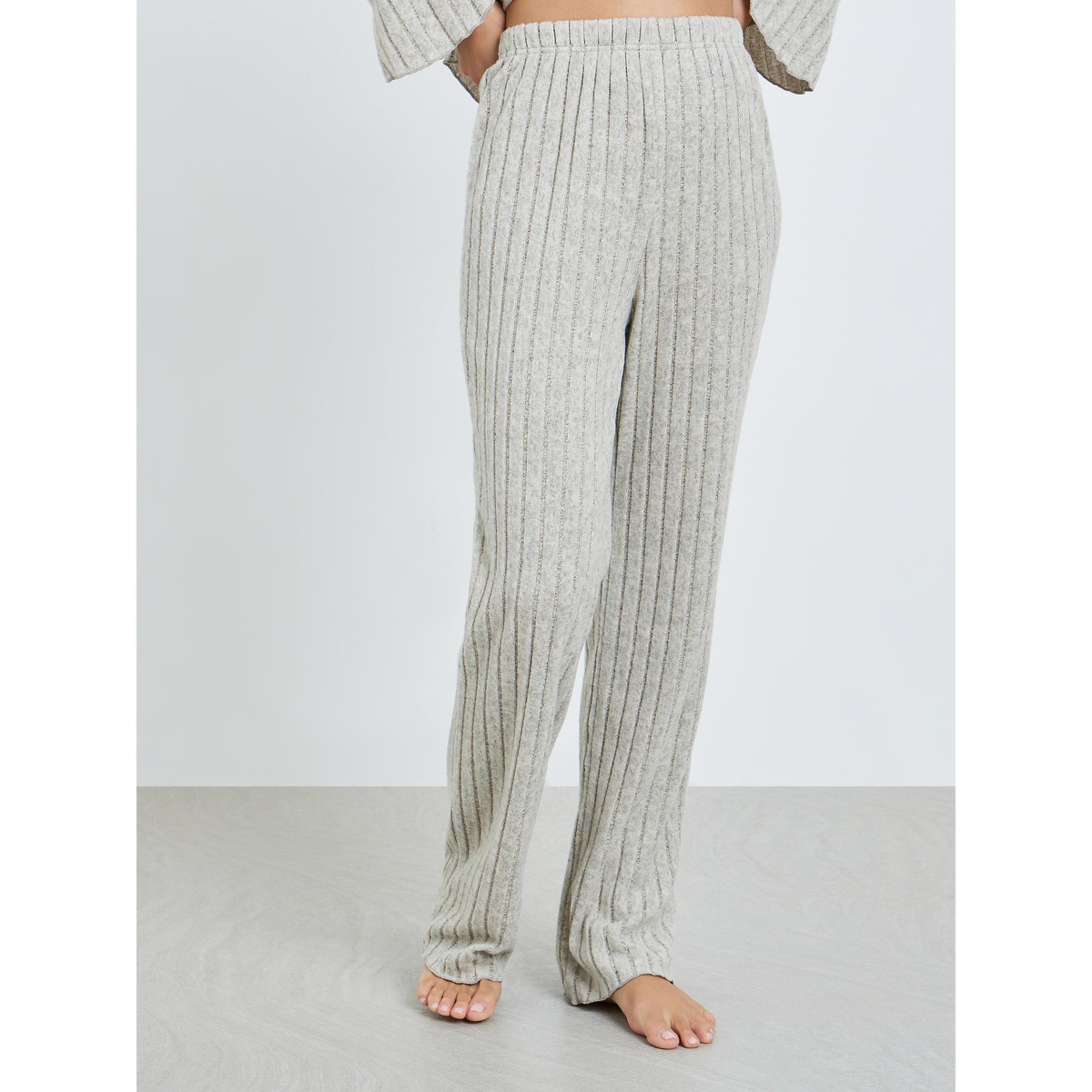 Styli Women Grey Ribbed Knit Top and Pyjama Set-women-clothing-nightwear-pyjamas-longsets-image-4