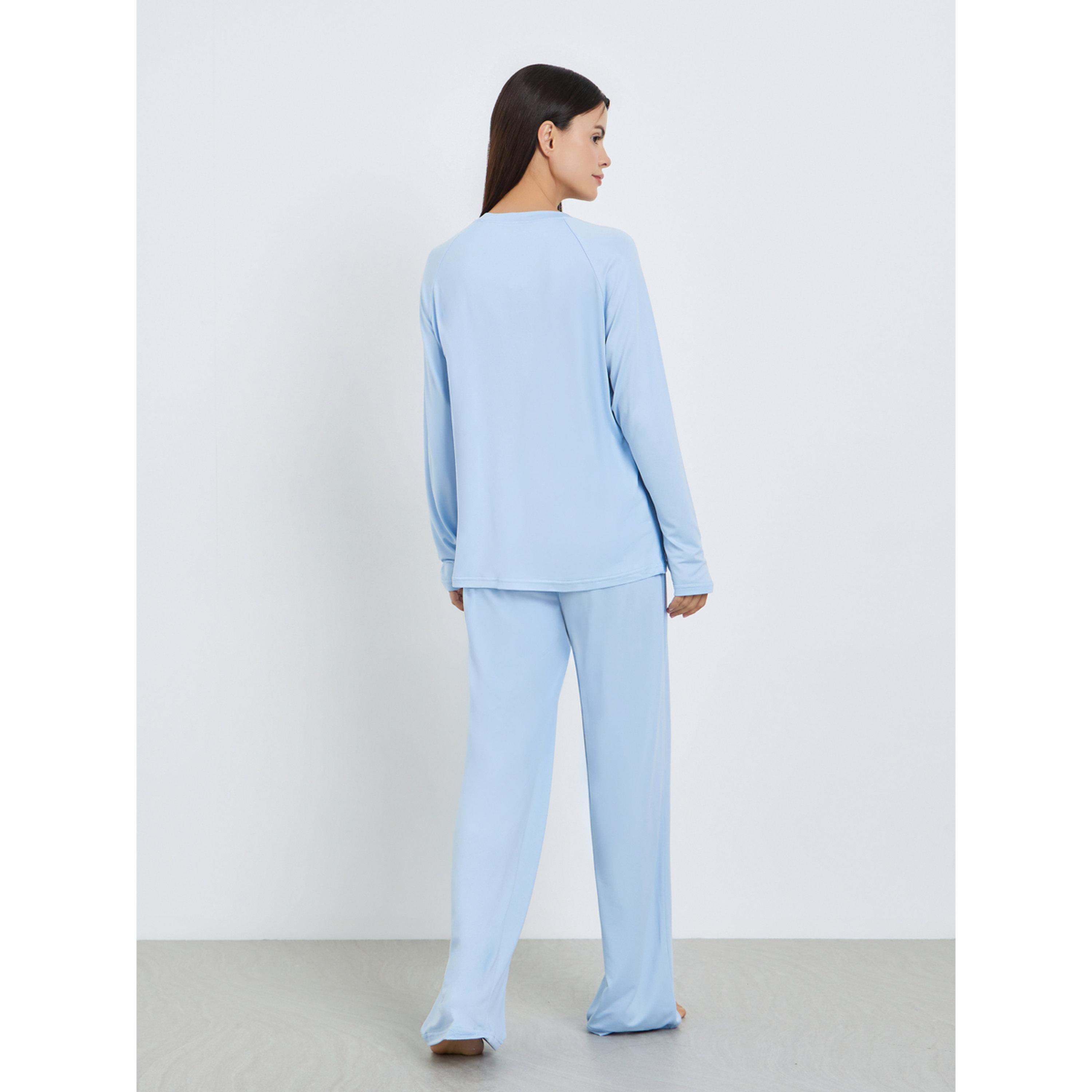 طقم بيجاما من بنطال وتيشيرت محبوك بأكمام طويلة-women-clothing-nightwear-pyjamas-longsets-image-6
