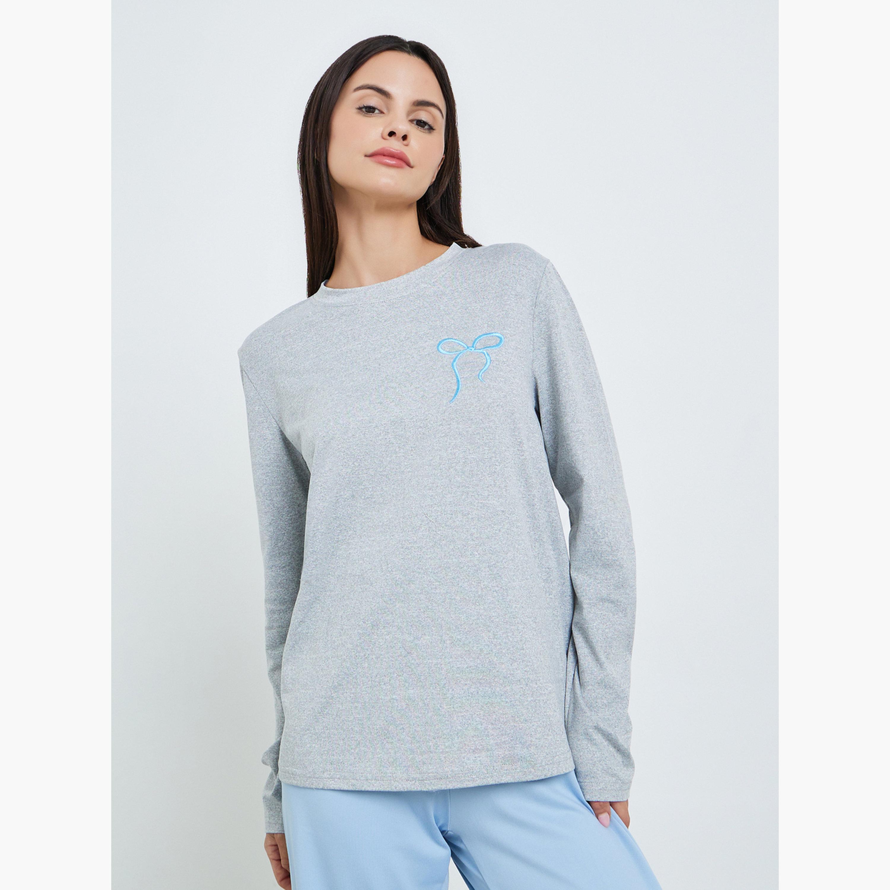 طقم بيجاما من بنطال وتيشيرت محبوك بأكمام طويلة-women-clothing-nightwear-pyjamas-longsets-image-2