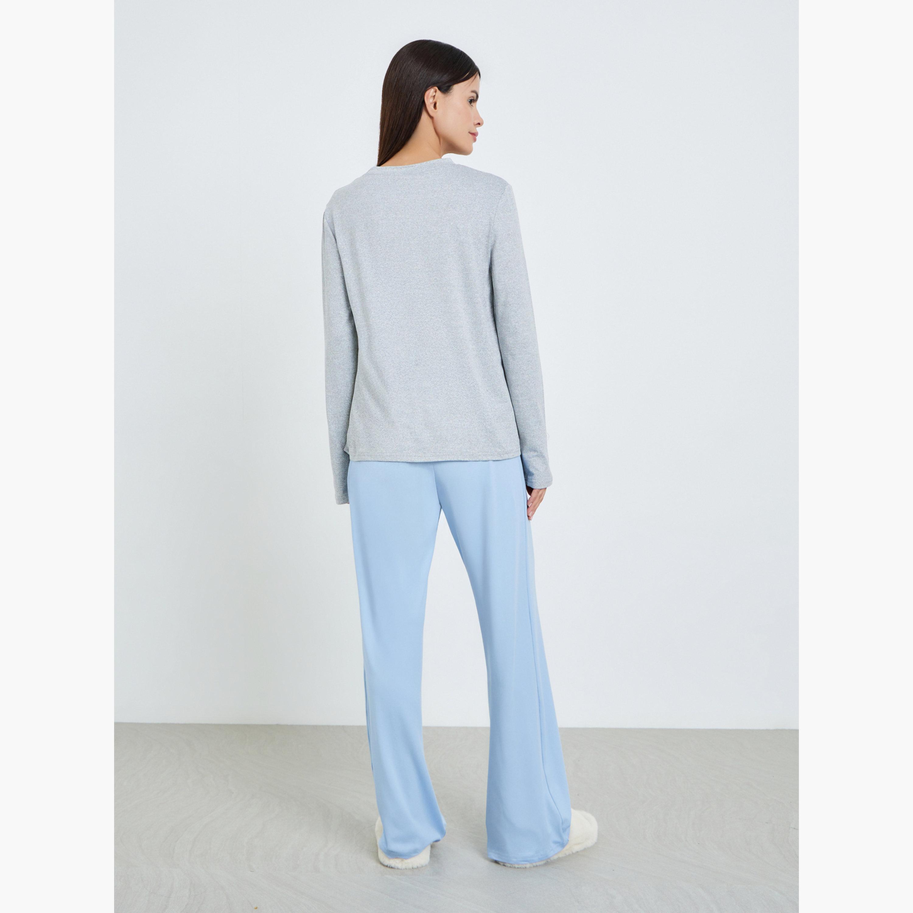 طقم بيجاما من بنطال وتيشيرت محبوك بأكمام طويلة-women-clothing-nightwear-pyjamas-longsets-image-5