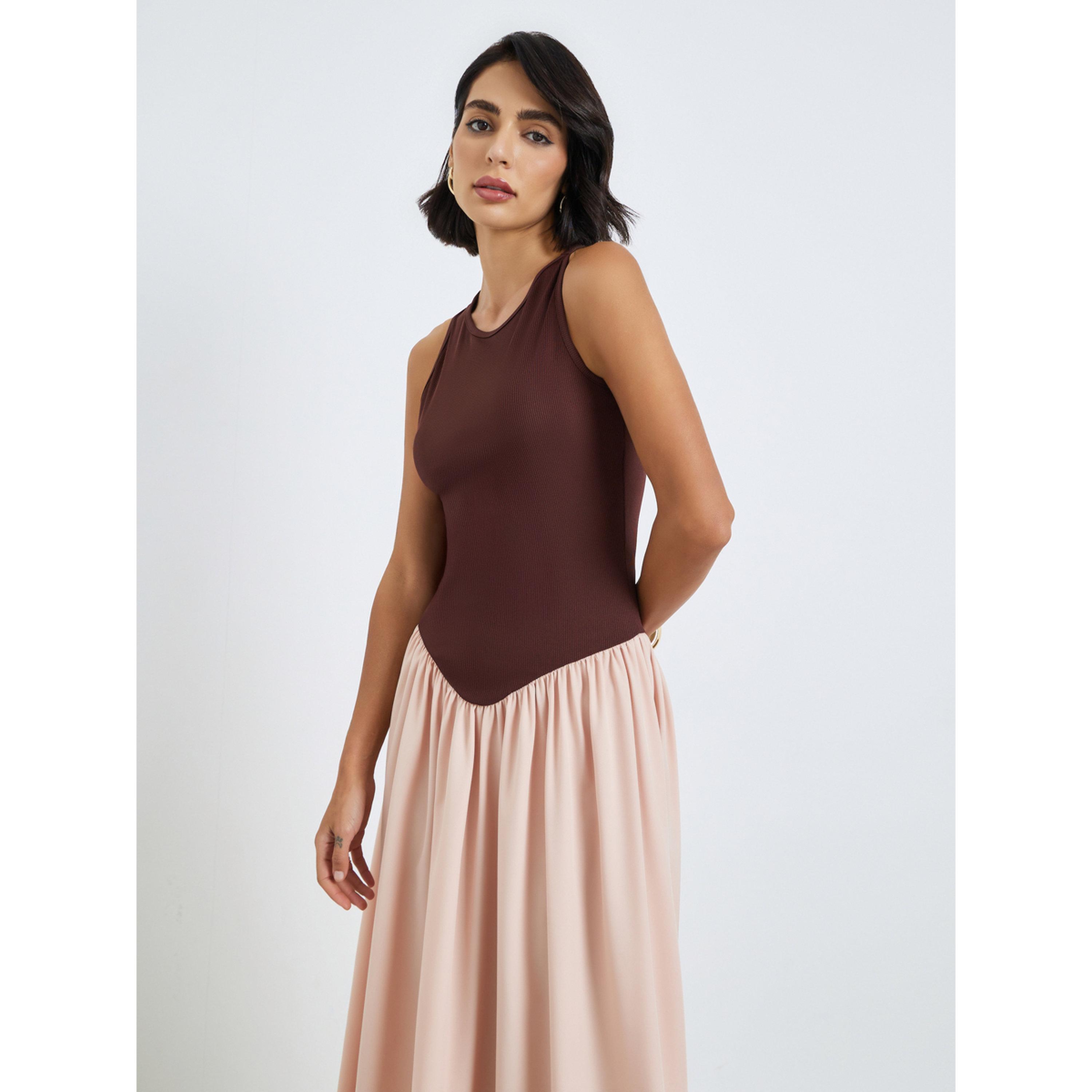 فستان ميدي نسائي بلا أكمام وحافة واسعة-women-clothing-dresses-image-2