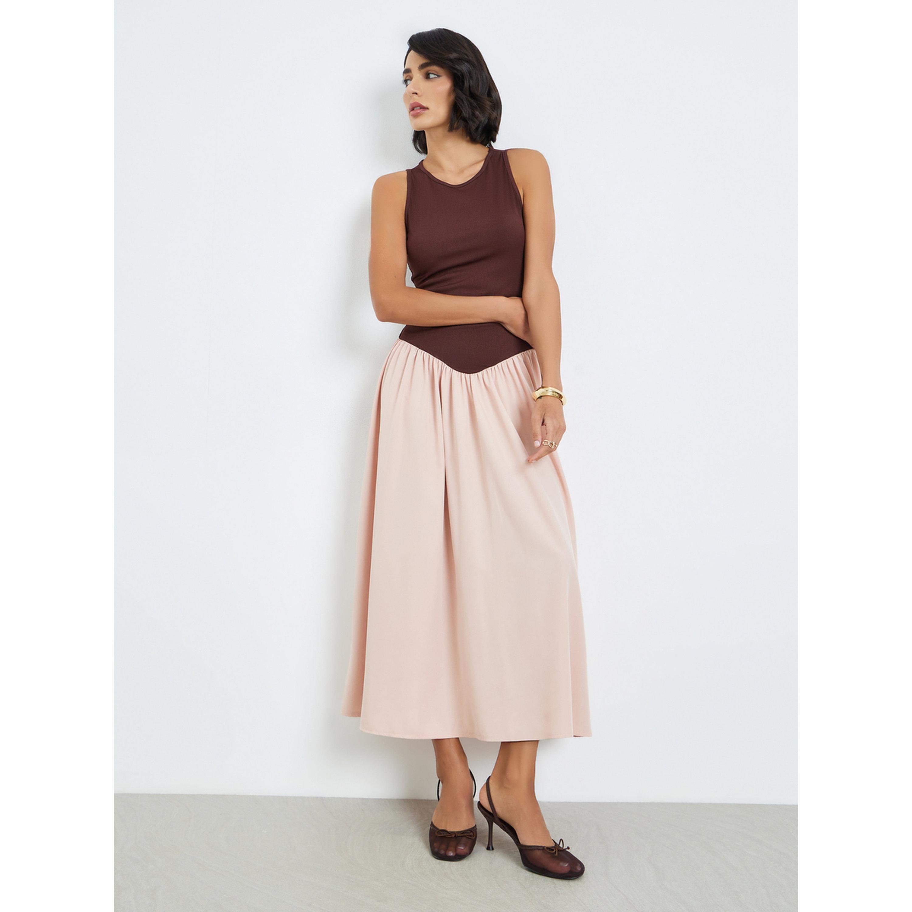 فستان ميدي نسائي بلا أكمام وحافة واسعة-women-clothing-dresses-image-3