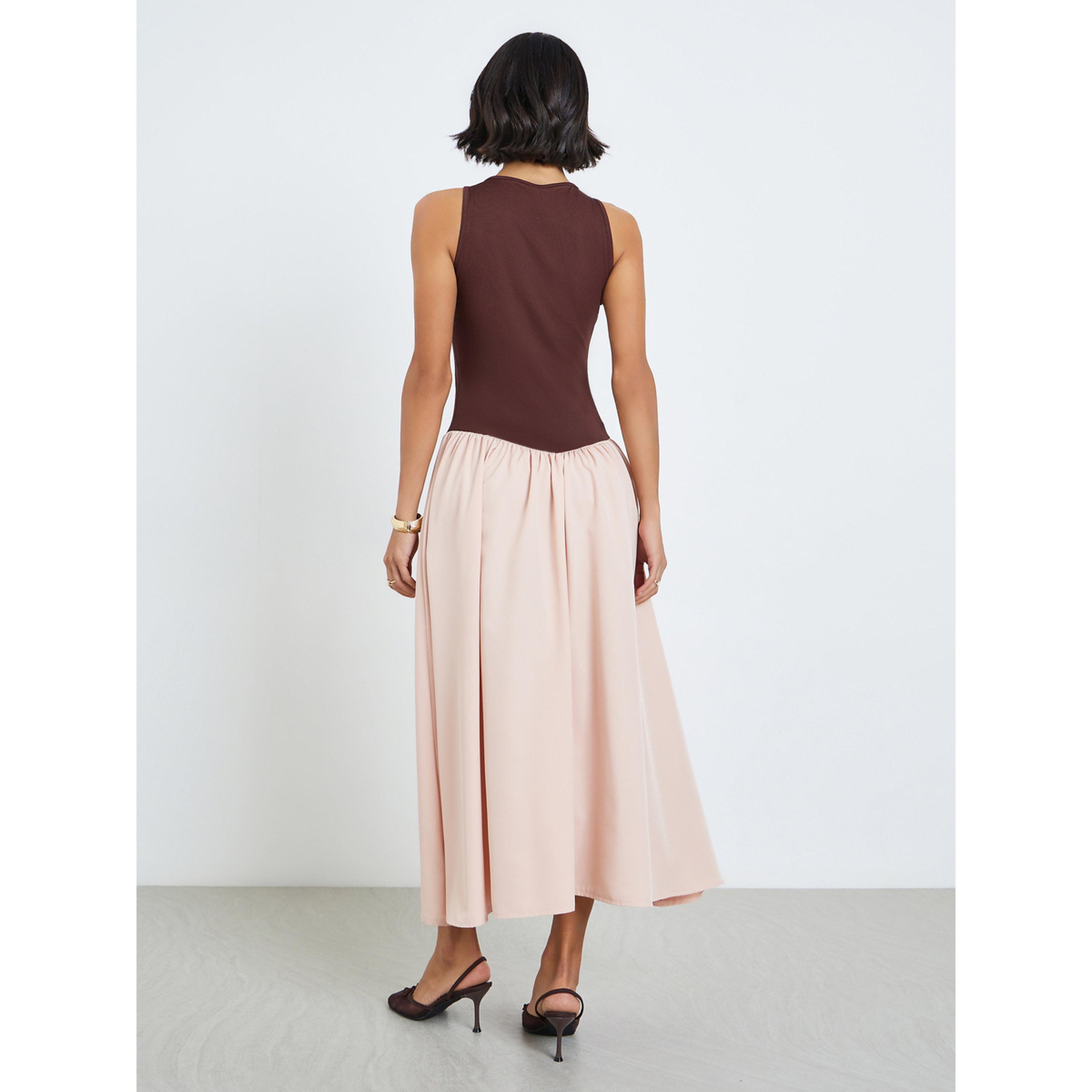 فستان ميدي نسائي بلا أكمام وحافة واسعة-women-clothing-dresses-image-4