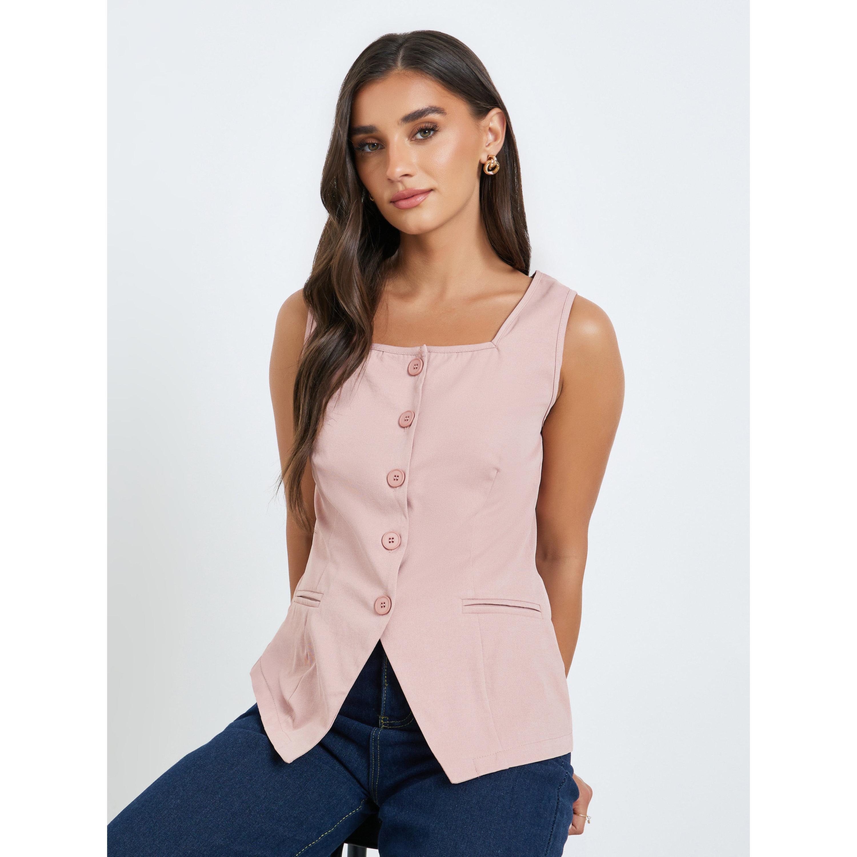 جيليه سادة بياقة مربعة للنساء-women-clothing-shirtsandblouses-blouses-image-3
