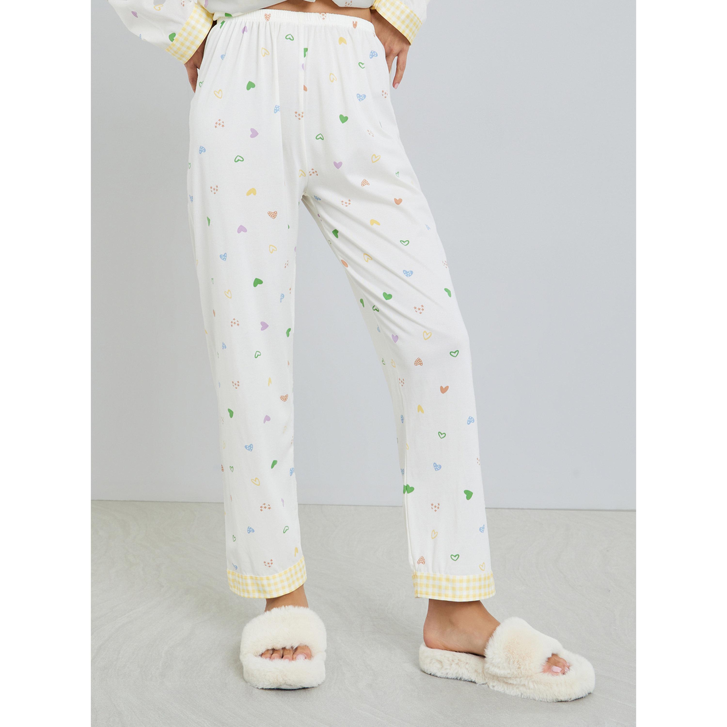طقم بيجاما من بنطال وبلوزة بطبعة قلب وأكمام طويلة-women-clothing-nightwear-pyjamas-longsets-image-4
