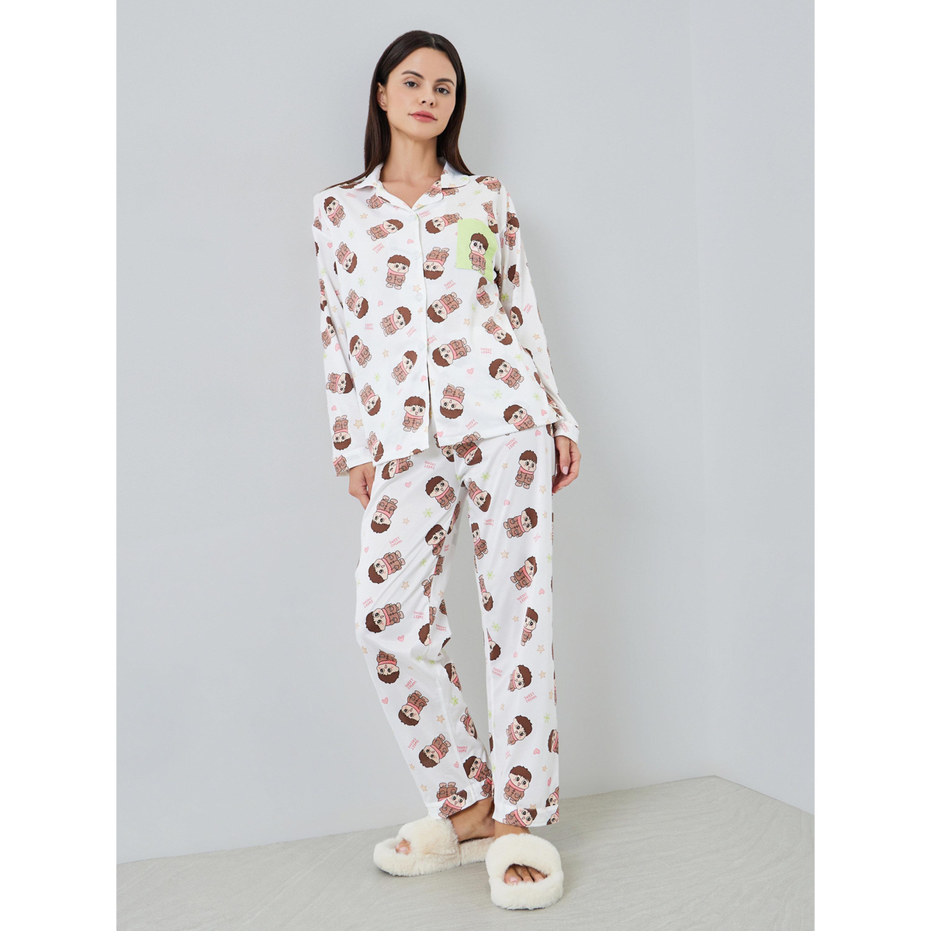 طقم بيجاما من بنطال وبلوزة بطبعة كارتون-women-clothing-nightwear-pyjamas-longsets-image-1