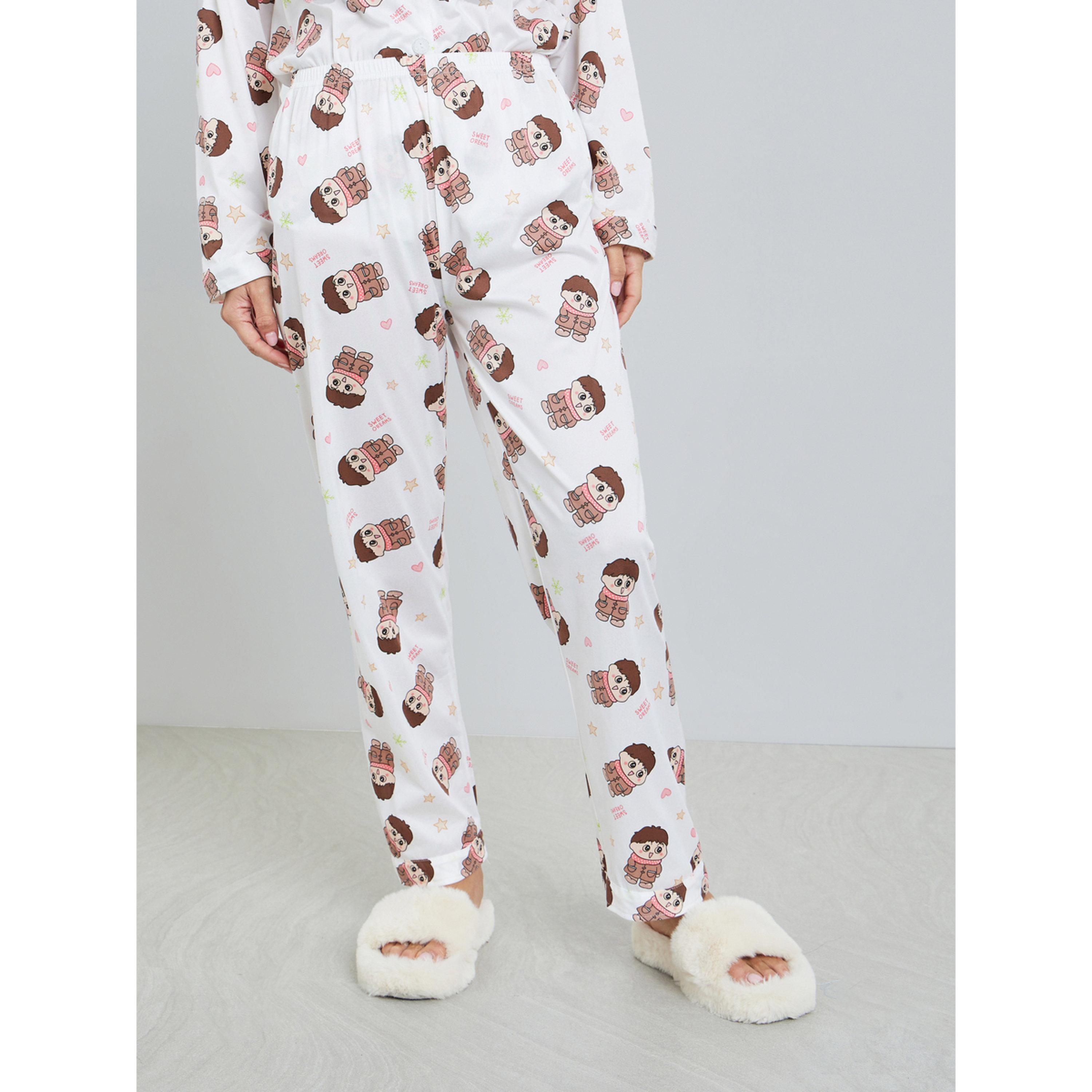 طقم بيجاما من بنطال وبلوزة بطبعة كارتون-women-clothing-nightwear-pyjamas-longsets-image-4
