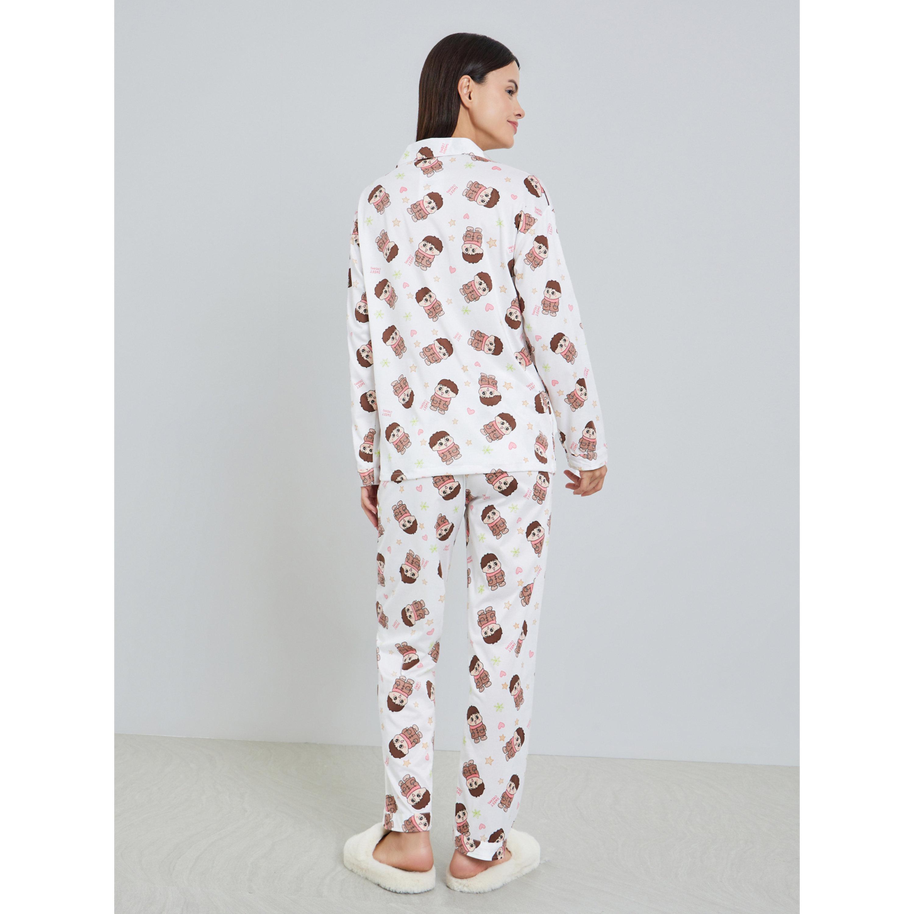 طقم بيجاما من بنطال وبلوزة بطبعة كارتون-women-clothing-nightwear-pyjamas-longsets-image-5