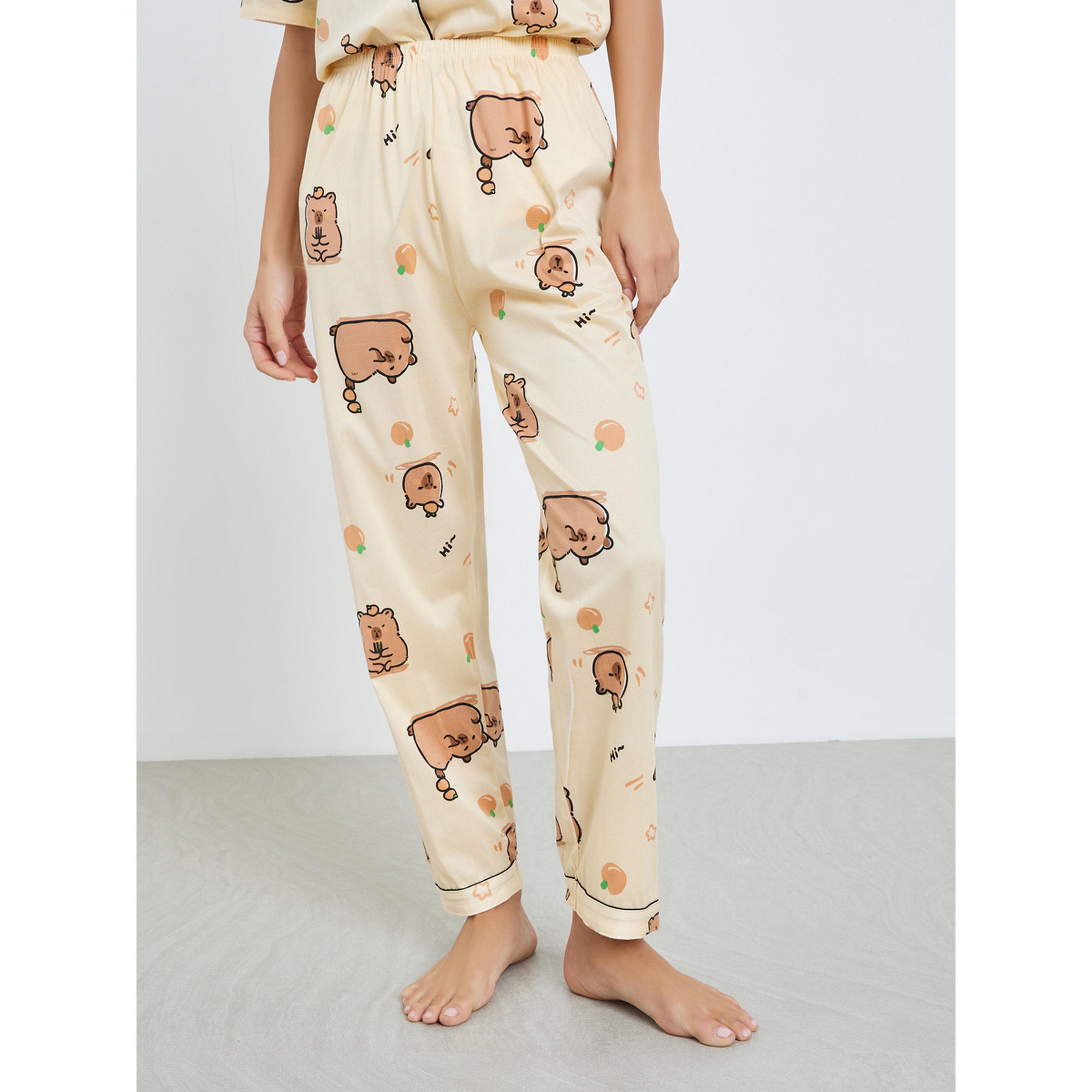 Styli Pack of 3 - Graphic Printed Shirt and Shorts with Pyjama Set-women-clothing-nightwear-pyjamas-longsets-image-2