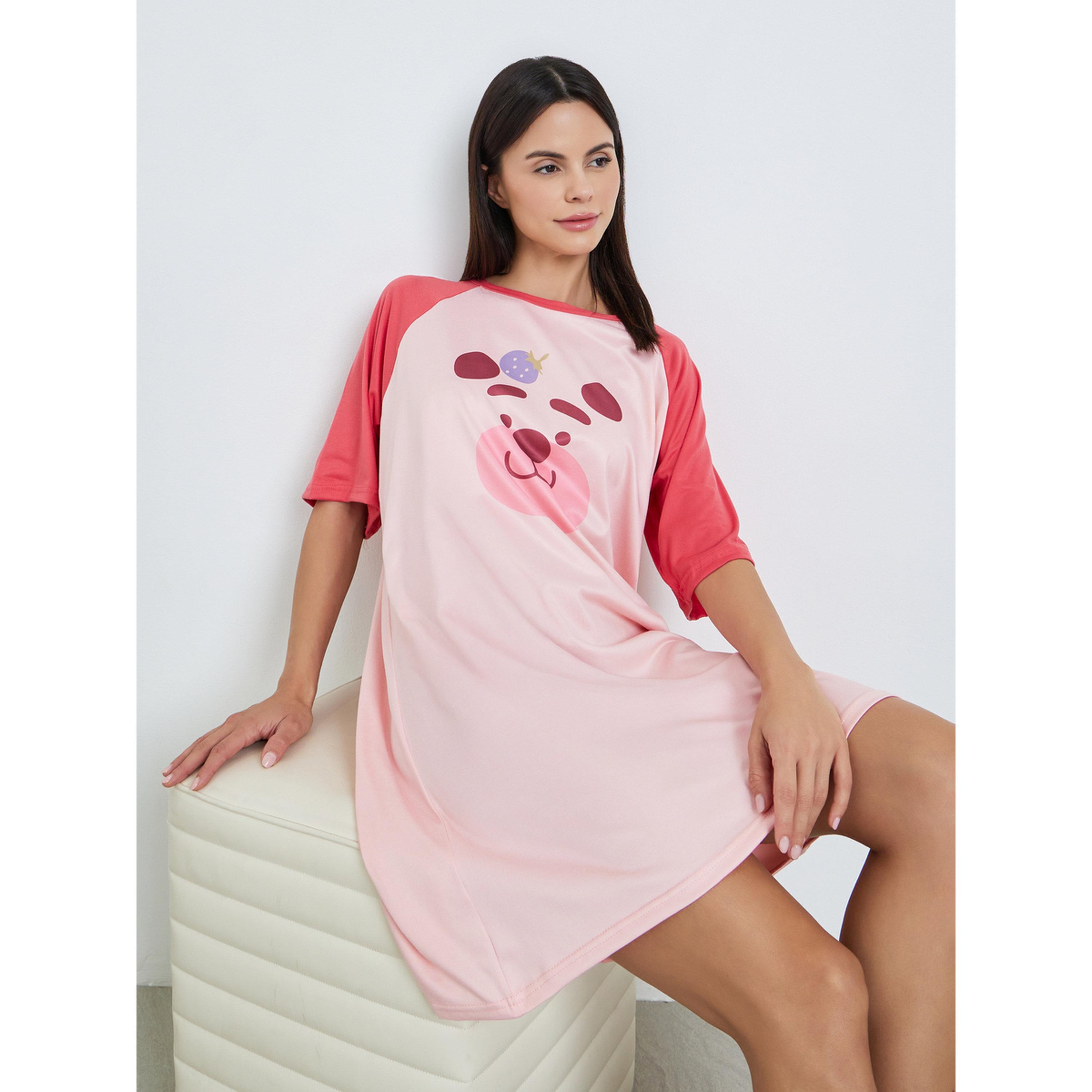 قميص نوم بأكمام راجلان وطبعة جرافيك للنساء-women-clothing-nightwear-nighties-image-2