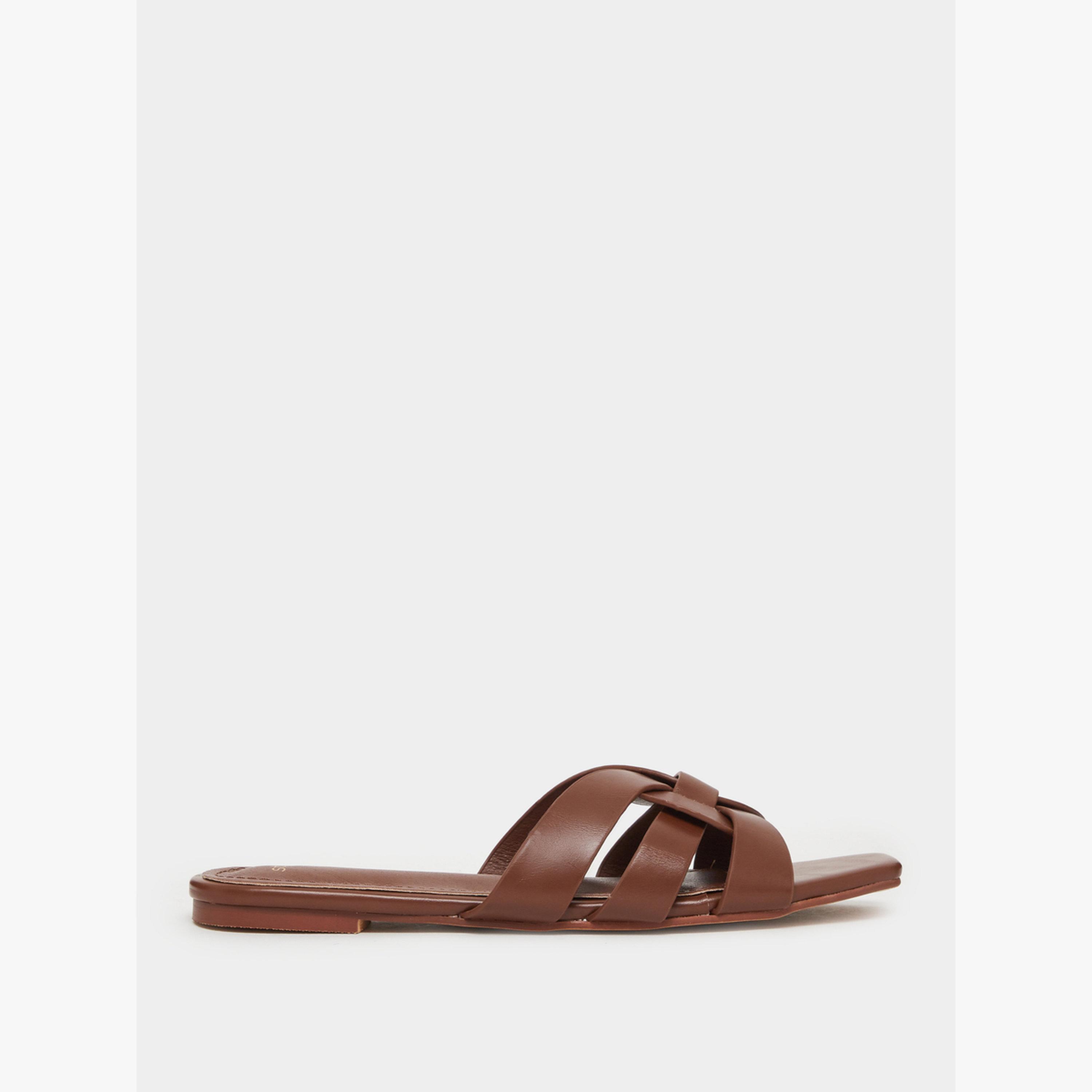 صندل فلات بتفاصيل منسوجة مع أربطة-women-shoes-sandals-flats-image-2