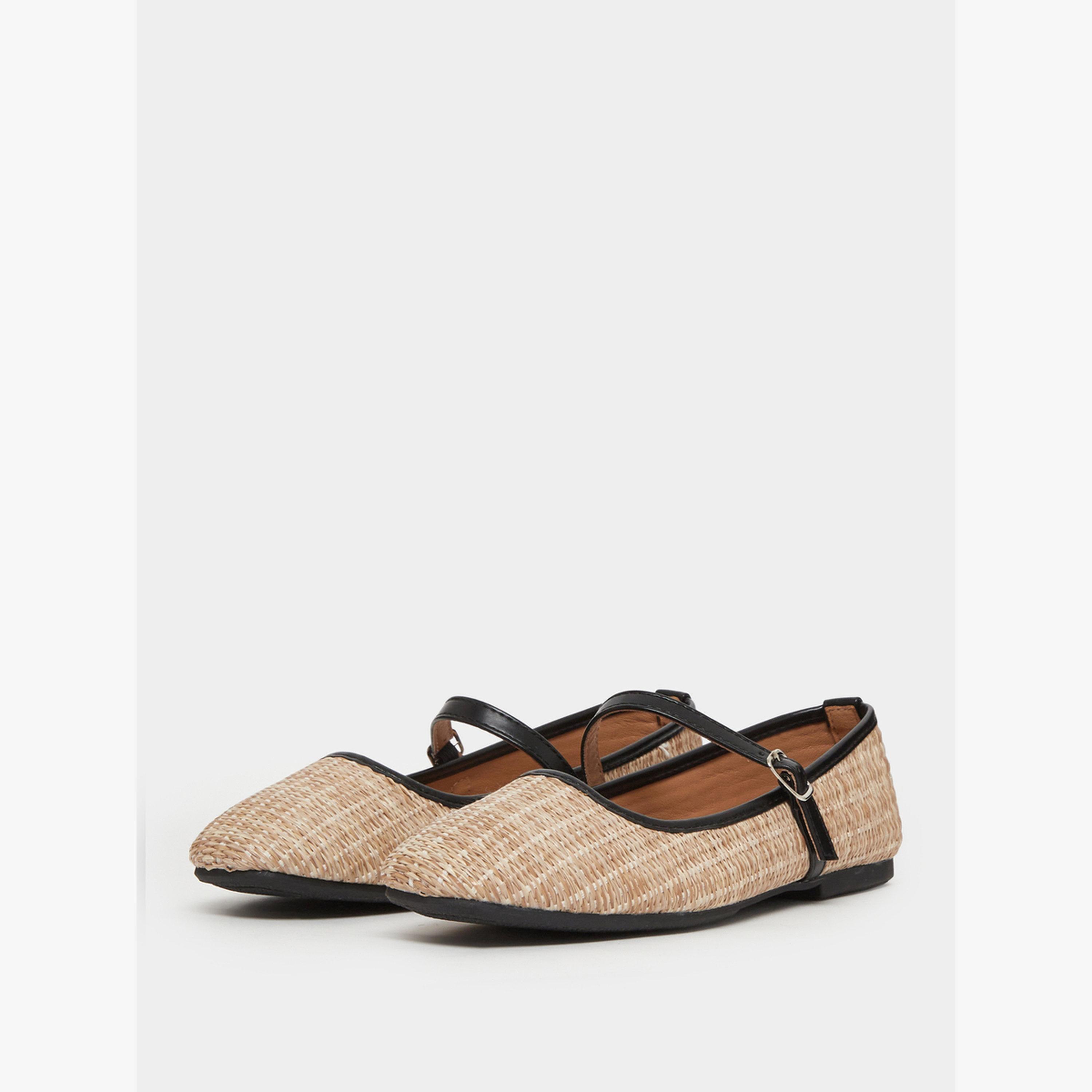 Styli Beige Woven Mary Jane Ballerinas-women-shoes-ballerinas-image-1