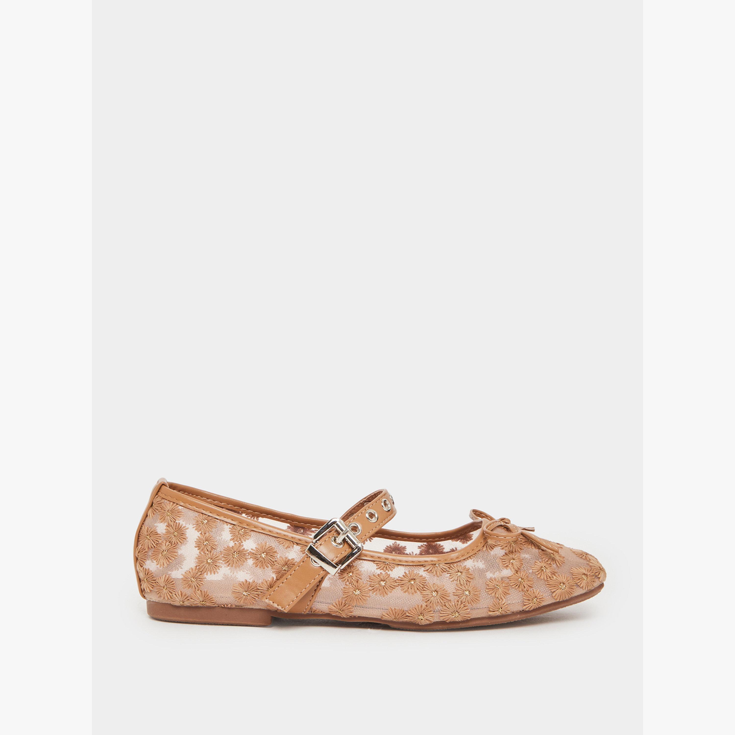 Styli Beige Floral Embroidered Ballerina-women-shoes-ballerinas-image-2