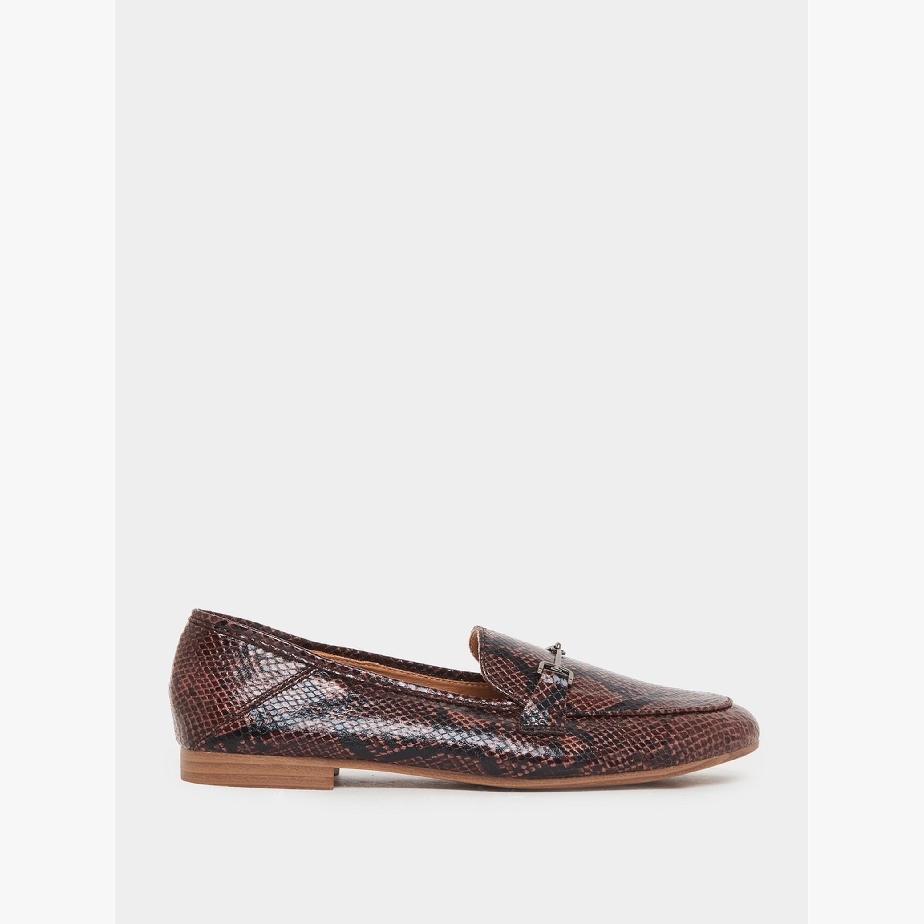Styli Brown Snake Print Flat Loafers-women-shoes-flats-loafers-image-2