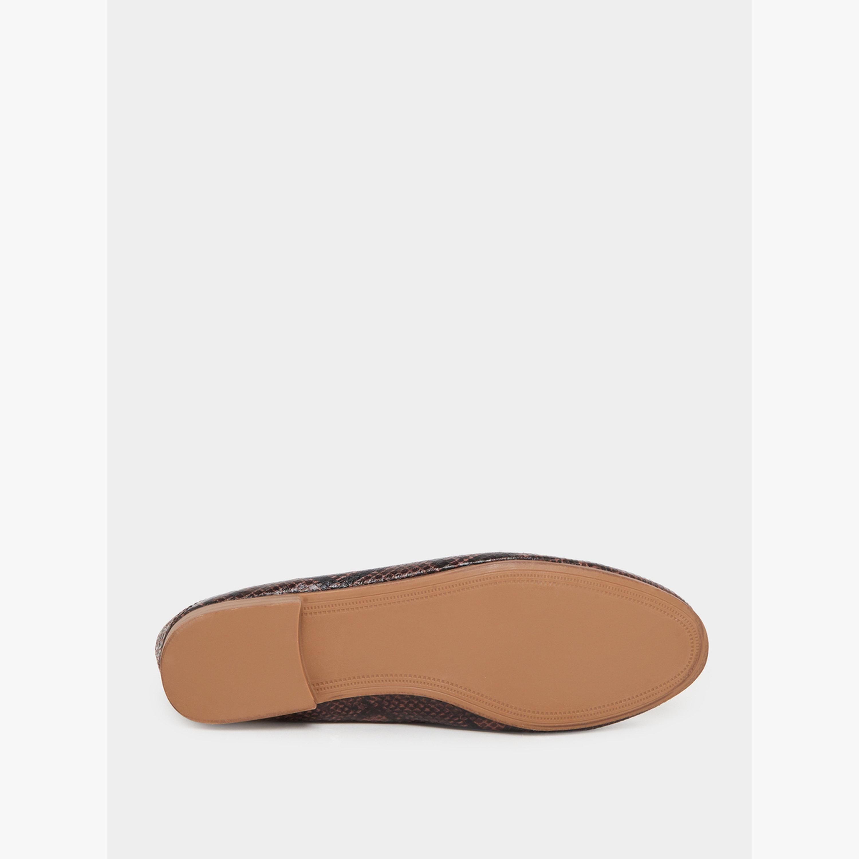 Styli Brown Snake Print Flat Loafers-women-shoes-flats-loafers-image-6