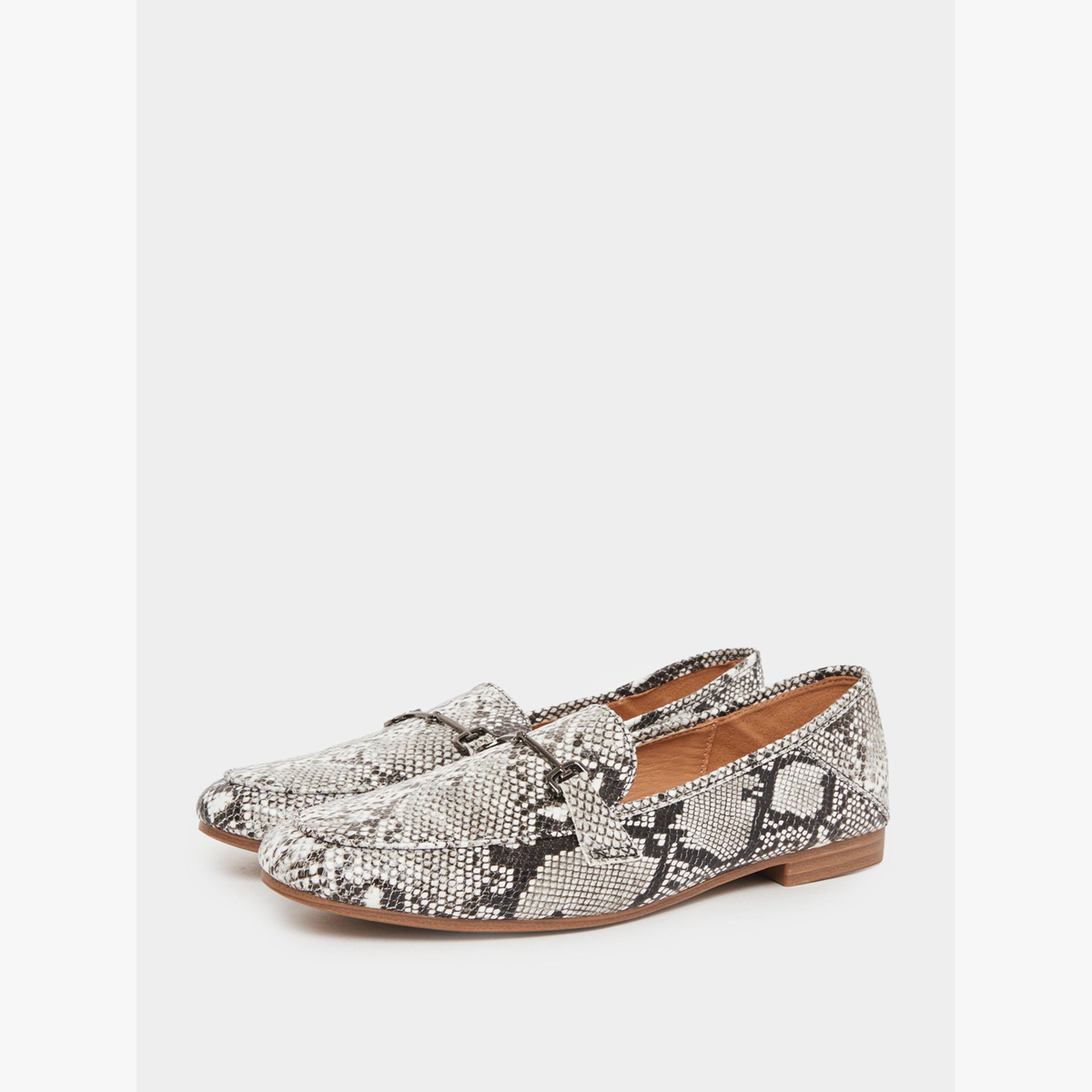 Styli Snakeskin Print Flat Loafers-women-shoes-flats-loafers-image-1