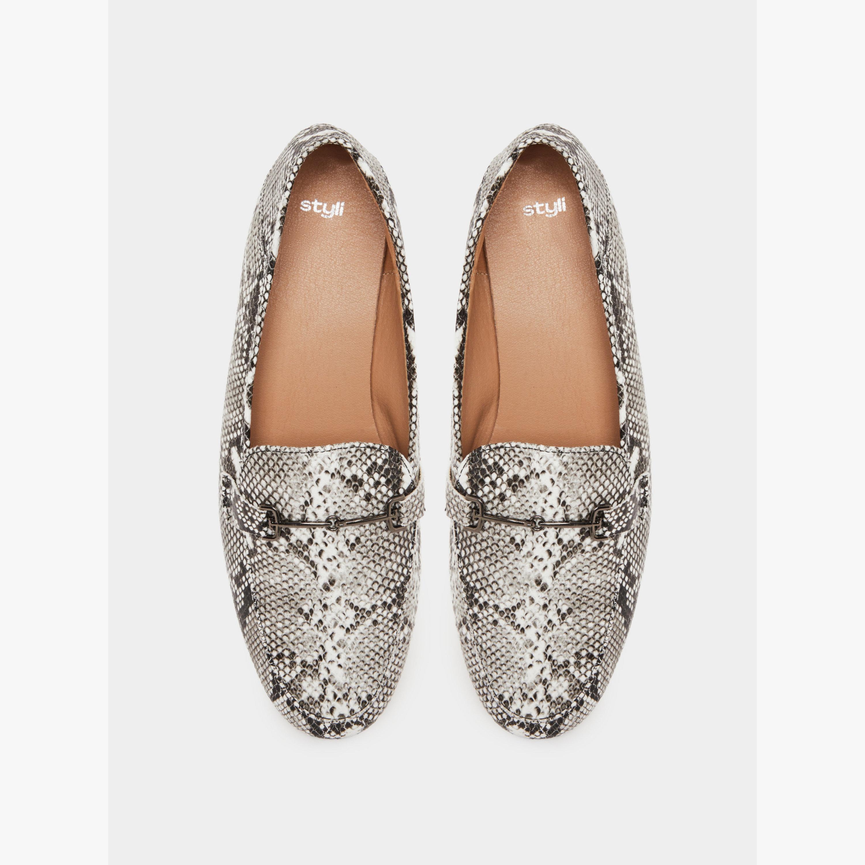 Styli Snakeskin Print Flat Loafers-women-shoes-flats-loafers-image-3