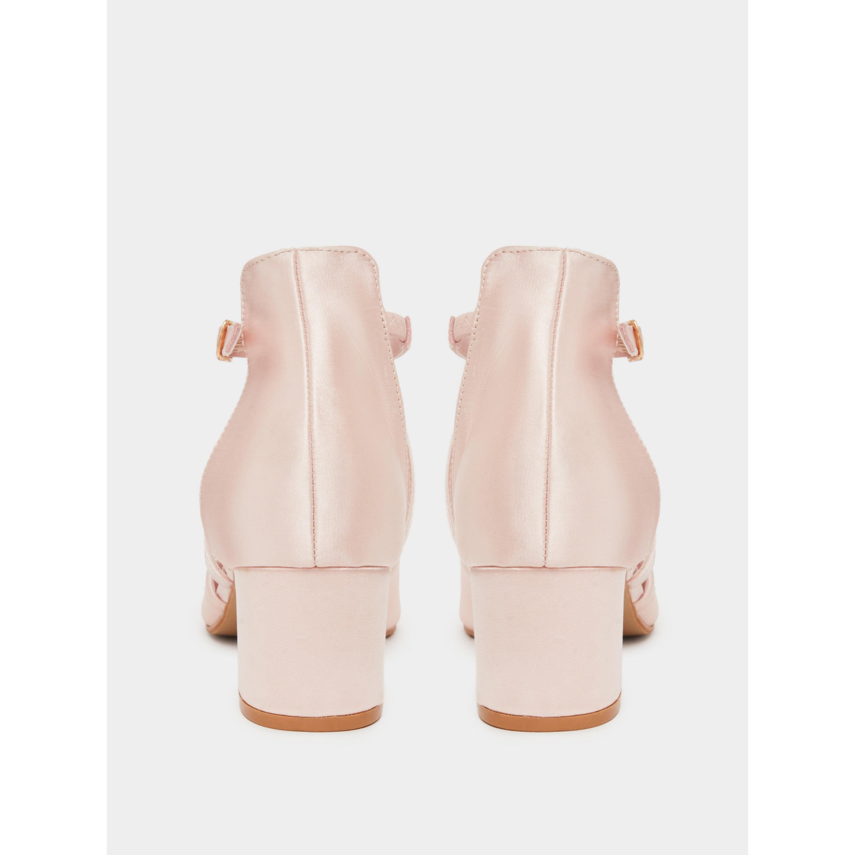 Styli Pink Satin Block-Heel Court Shoes-women-shoes-heels-image-5