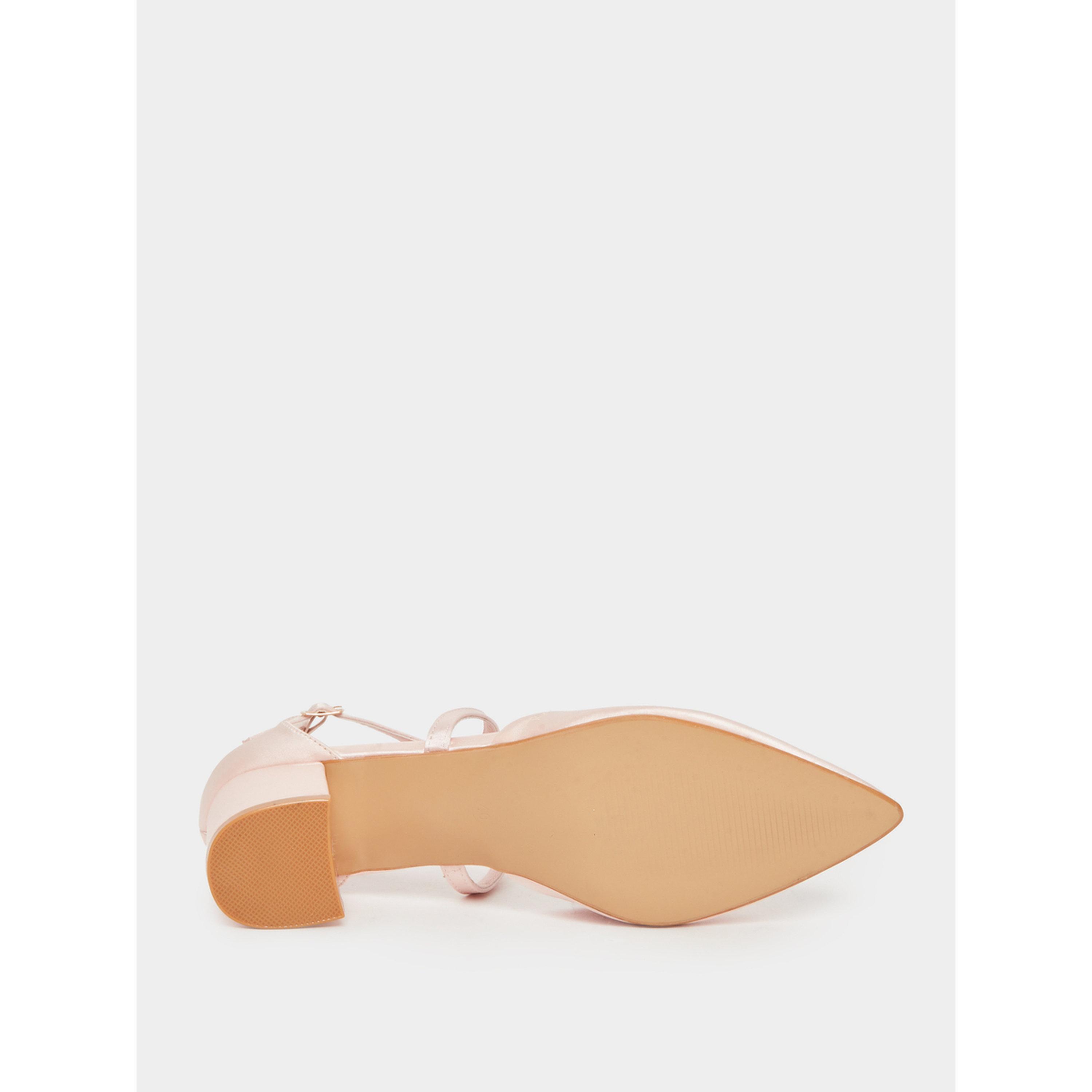 Styli Pink Satin Block-Heel Court Shoes-women-shoes-heels-image-6
