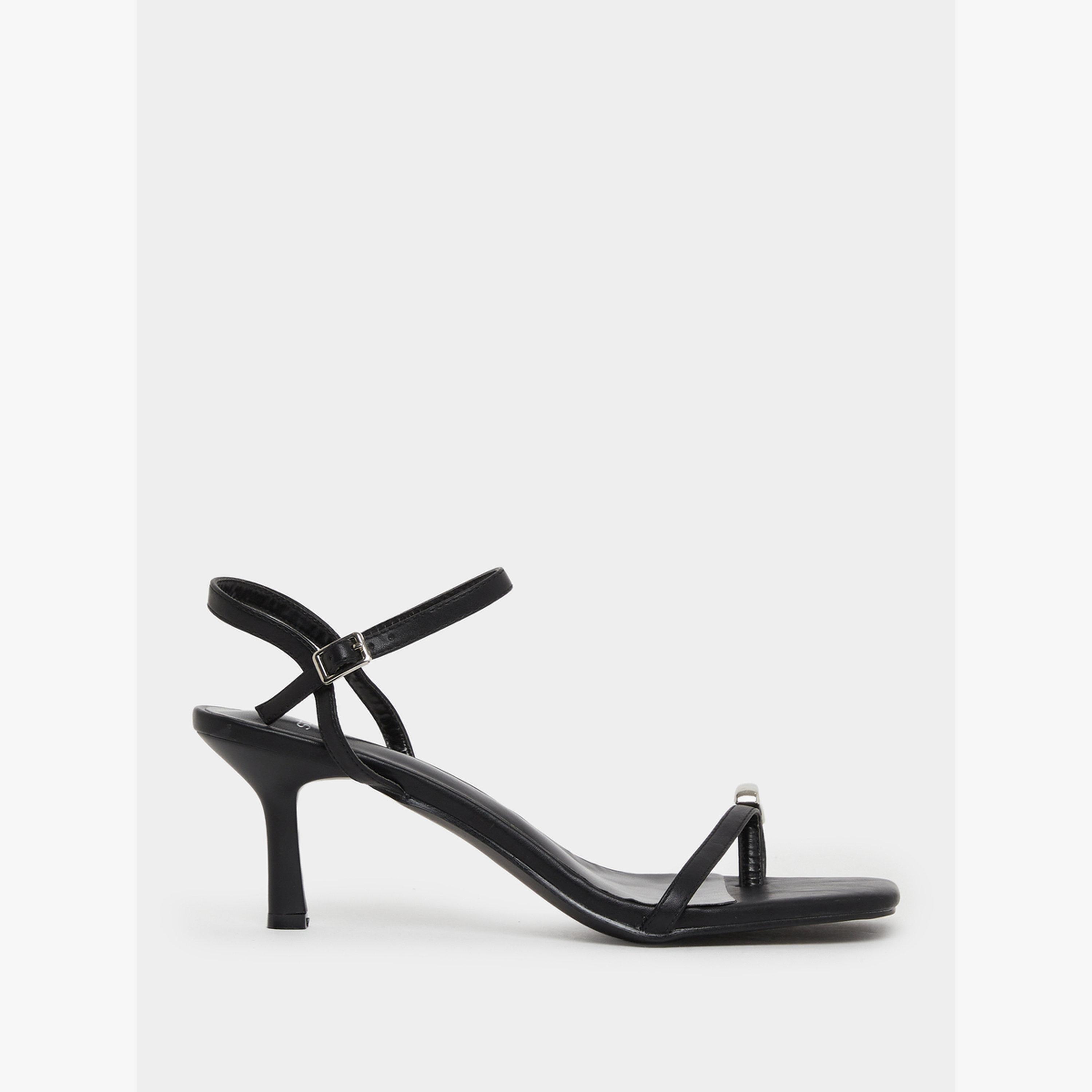 Styli Black Strappy Stiletto Heel Sandals-women-shoes-sandals-heeled-image-2