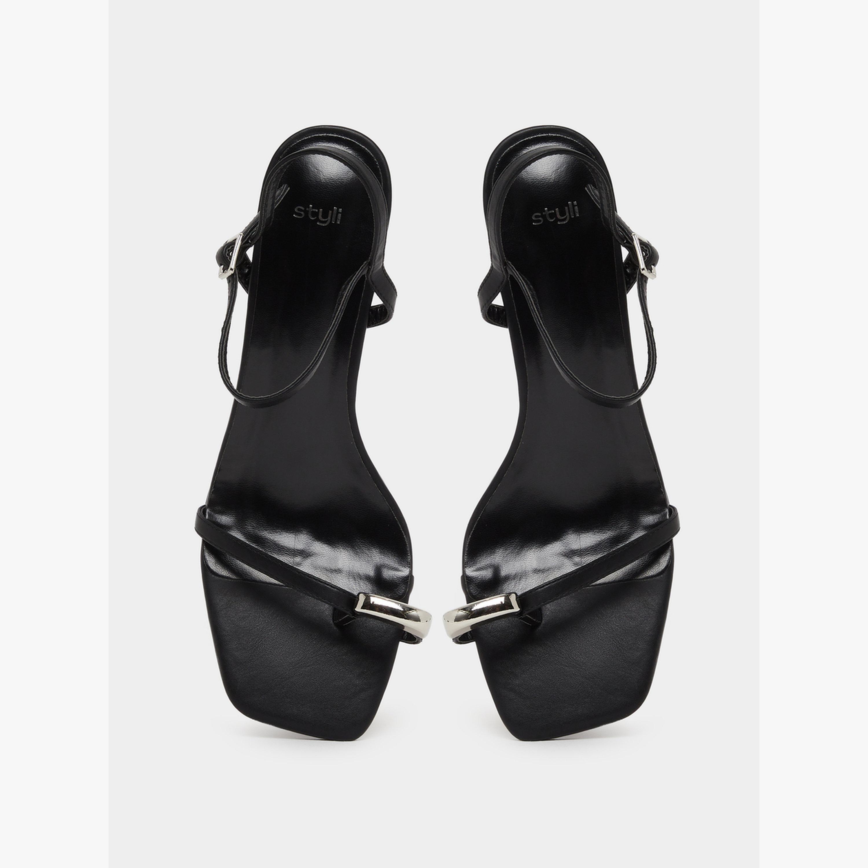 Styli Black Strappy Stiletto Heel Sandals-women-shoes-sandals-heeled-image-3