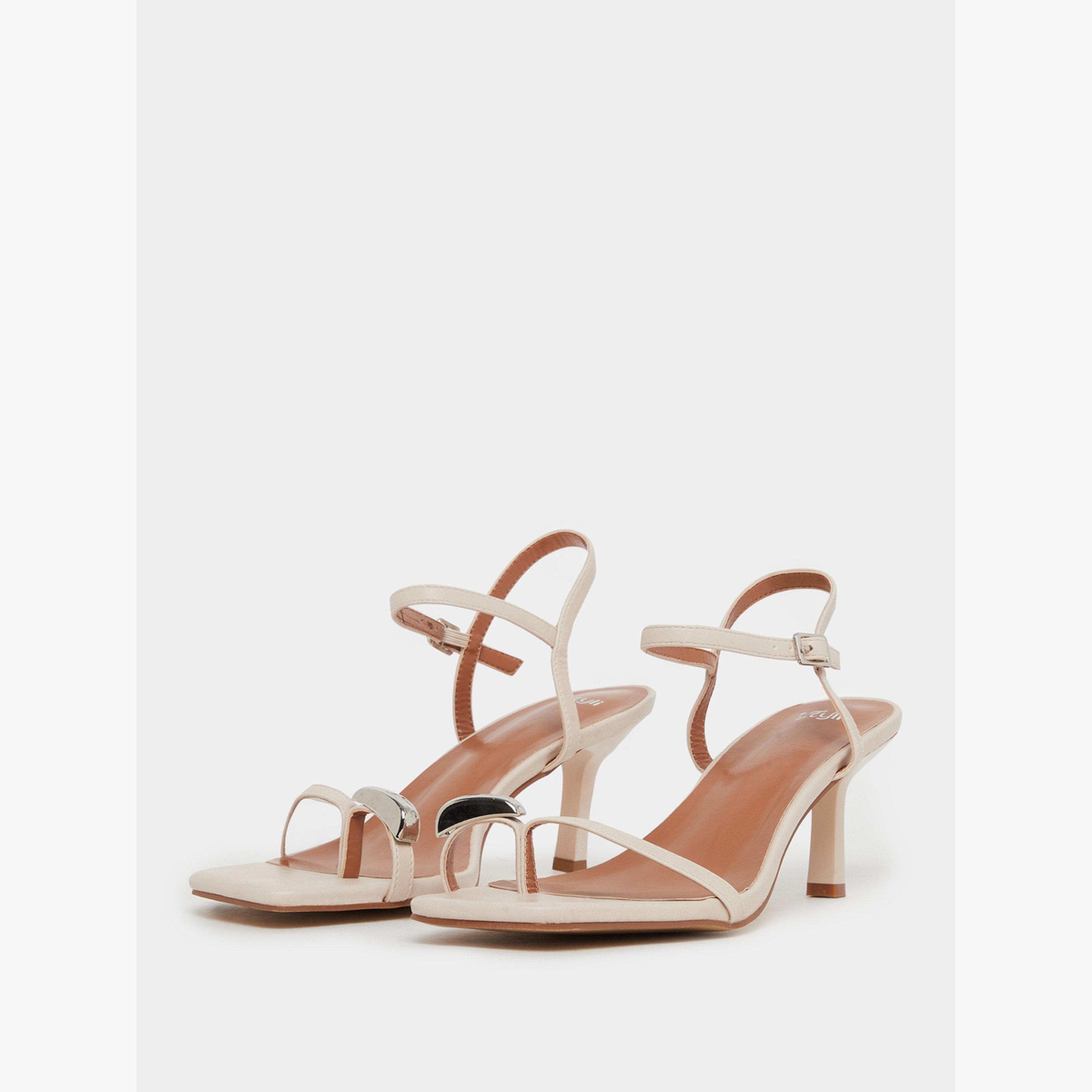 Styli Beige Strappy Stiletto Heel Sandals-women-shoes-sandals-heeled-image-1