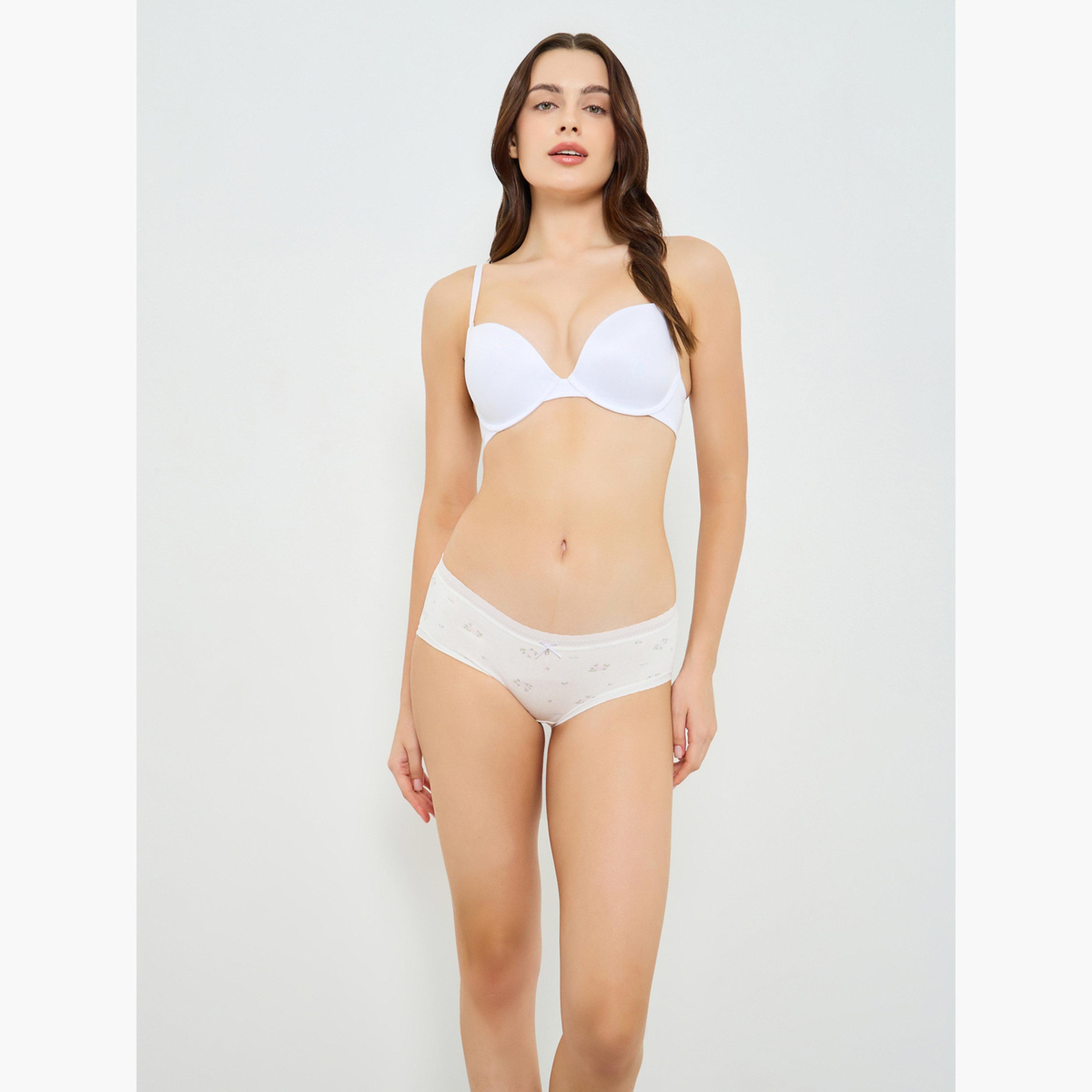 عبوة من 5 قطع سراويل داخلية قطنية قصيرة بطبعة زهور-women-clothing-lingerie-panties-image-2