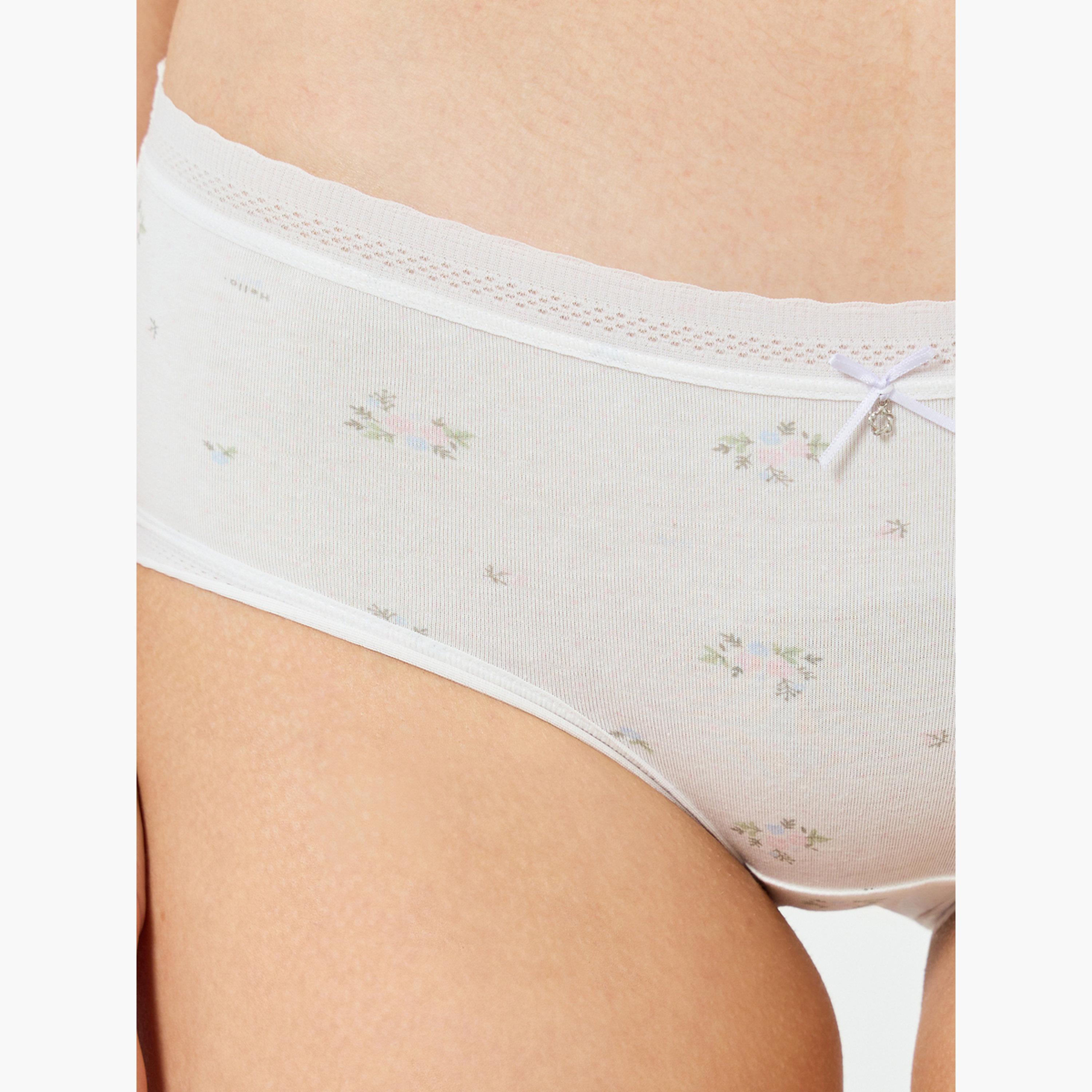 عبوة من 5 قطع سراويل داخلية قطنية قصيرة بطبعة زهور-women-clothing-lingerie-panties-image-4