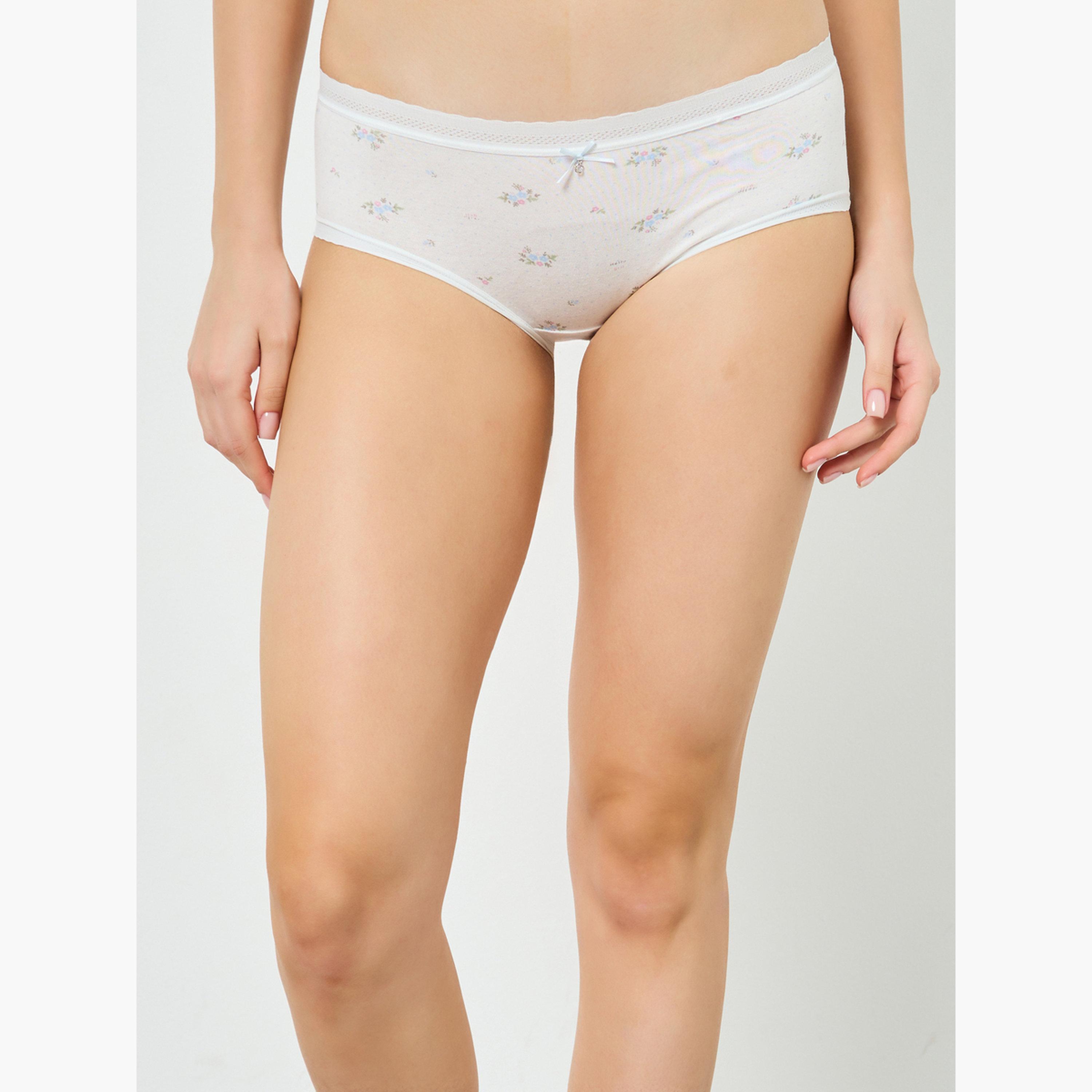 Styli Pack of 5 - Floral Print Cotton Short Briefs-women-clothing-lingerie-panties-image-5