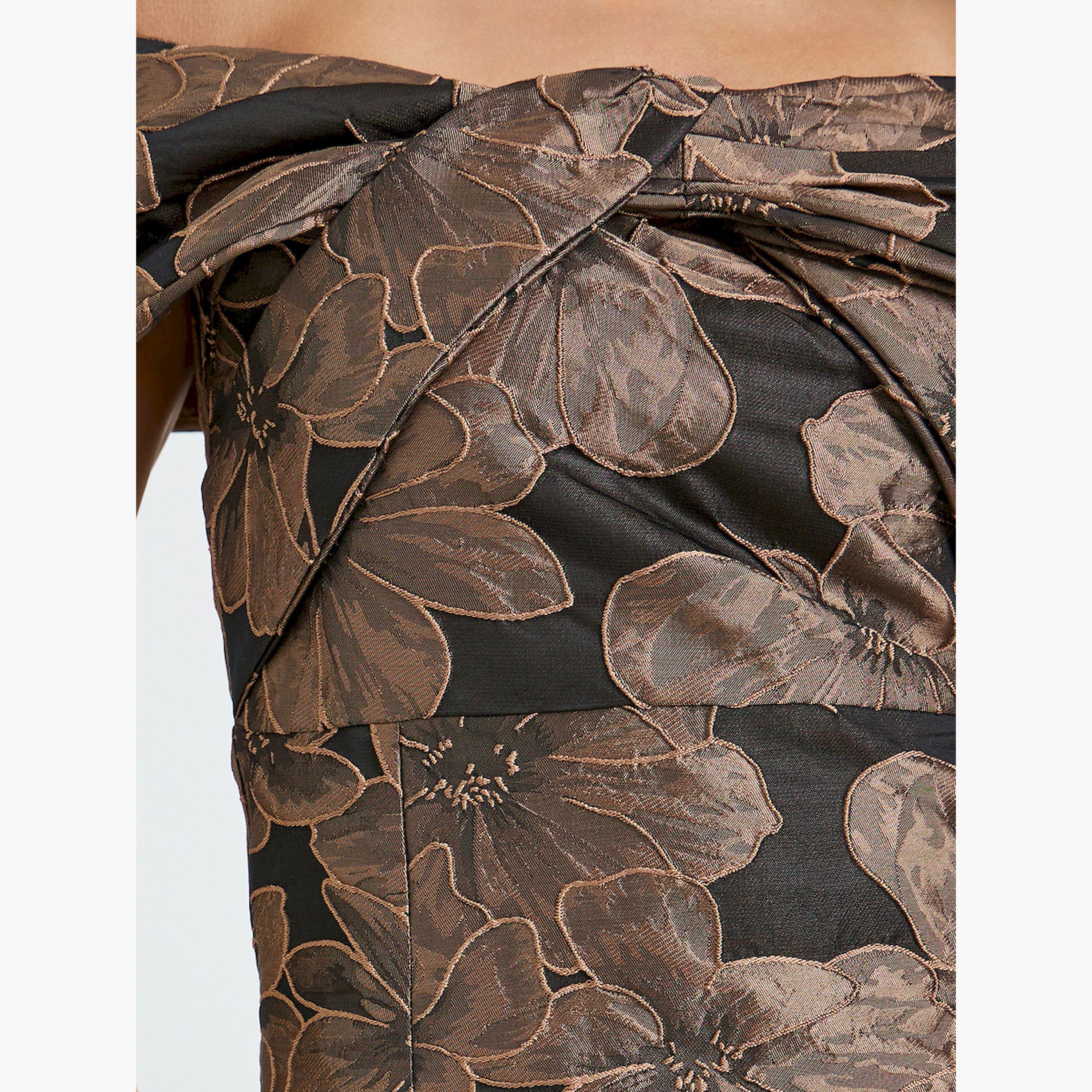فستان طويل جاكار بنقشة الزهور بأكتاف مكشوفة-women-clothing-dresses-image-5