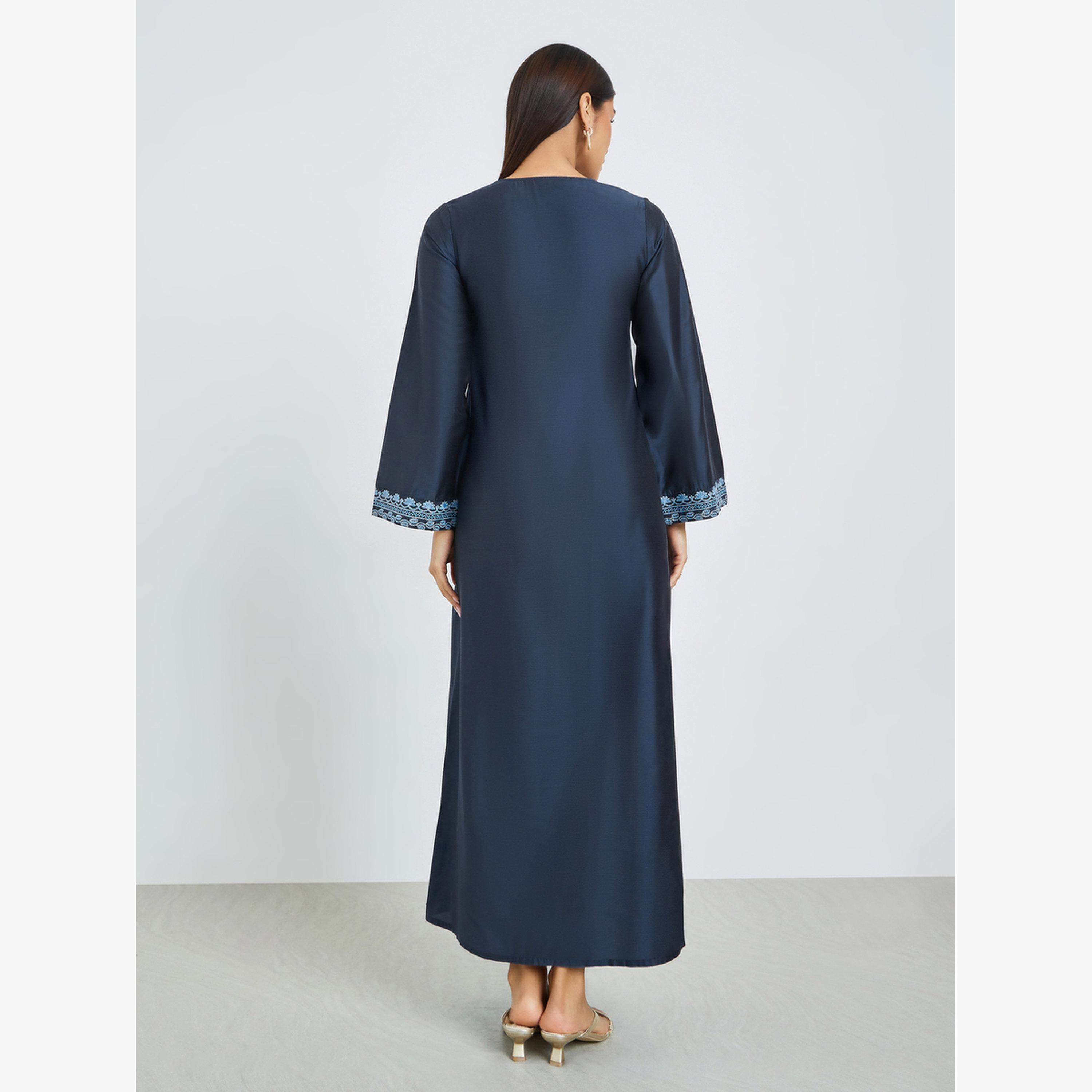 جلابية بياقة مطرزة-women-arabicclothing-jalabiyas-image-4