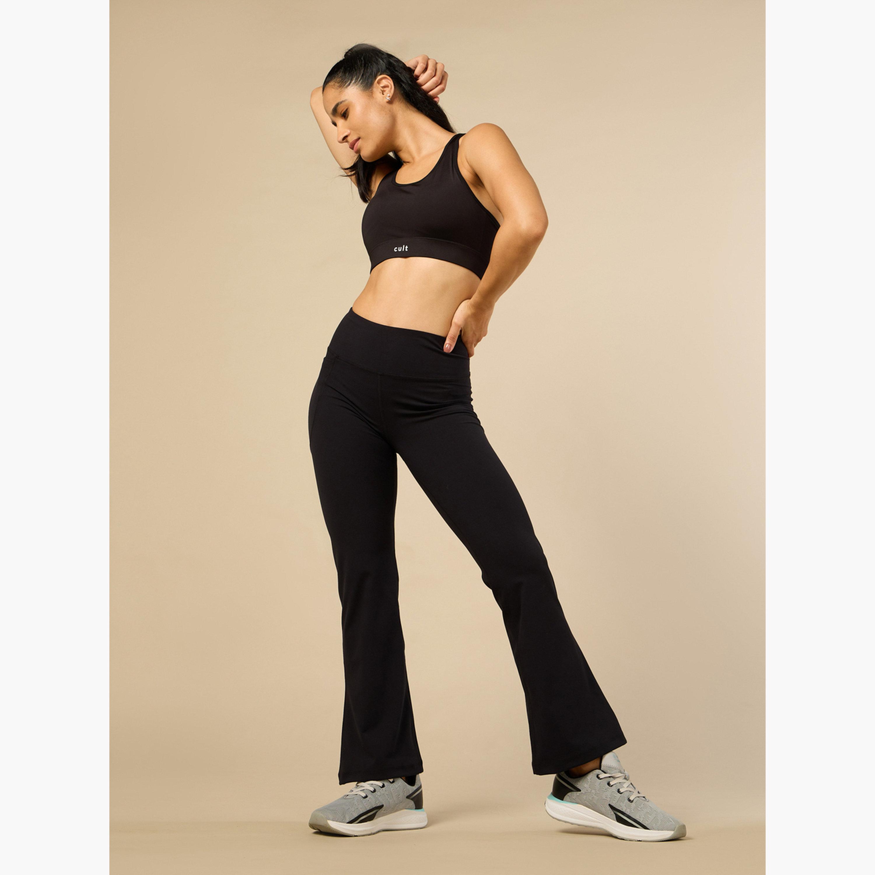 Cult X Styli Women Black Performance Flare Pants-women-clothing-bottoms-joggers-image-3