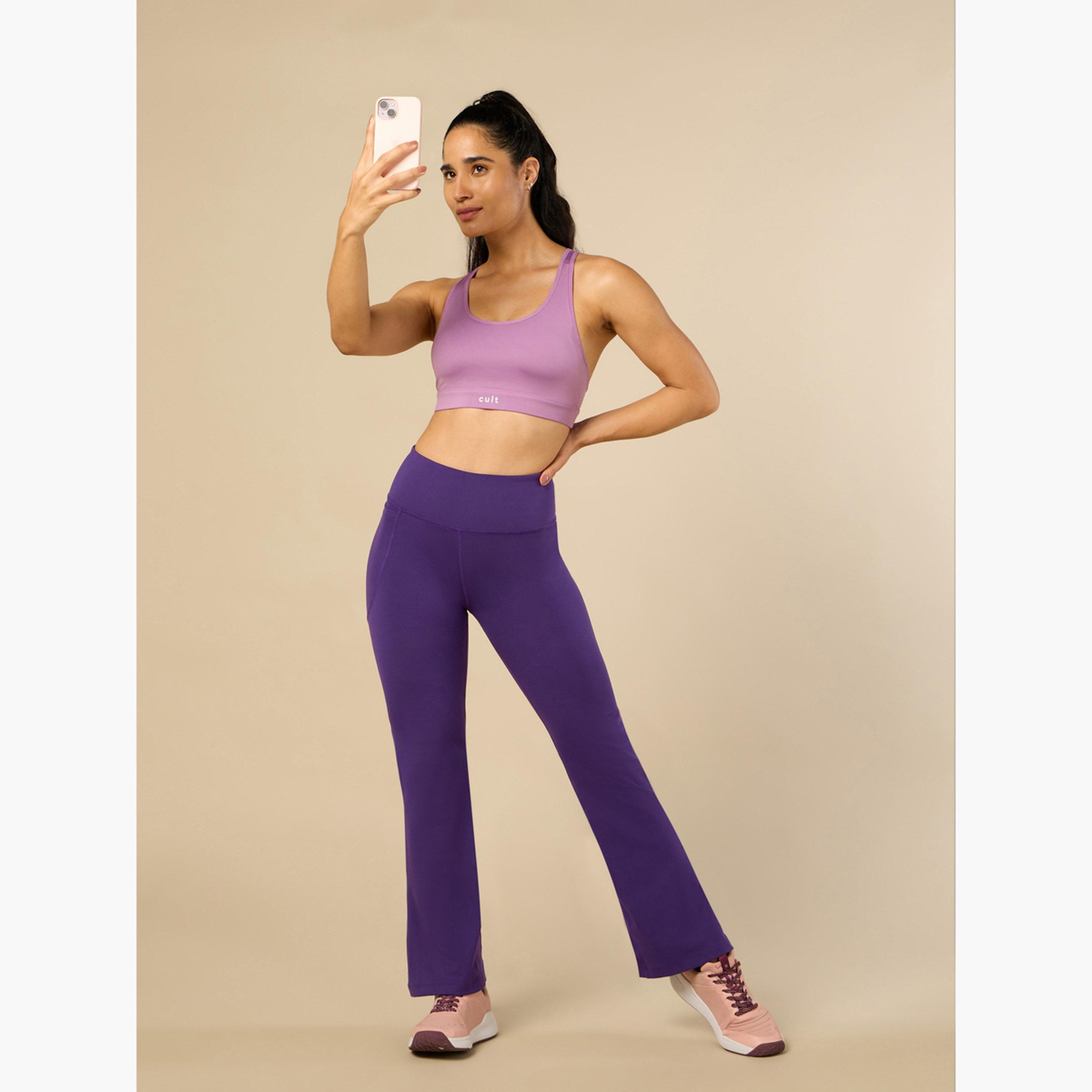 Cult X Styli Women Purple Performance Flare Pants-women-clothing-bottoms-joggers-image-3