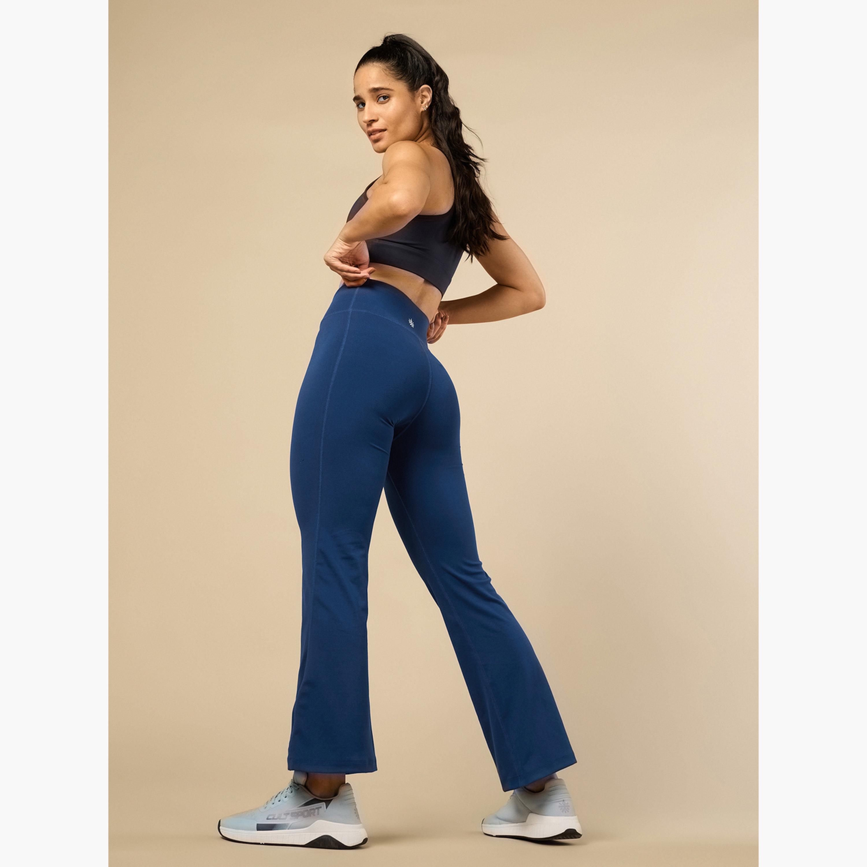 Cult X Styli Women Teal Performance Flare Pants-women-clothing-bottoms-joggers-image-2