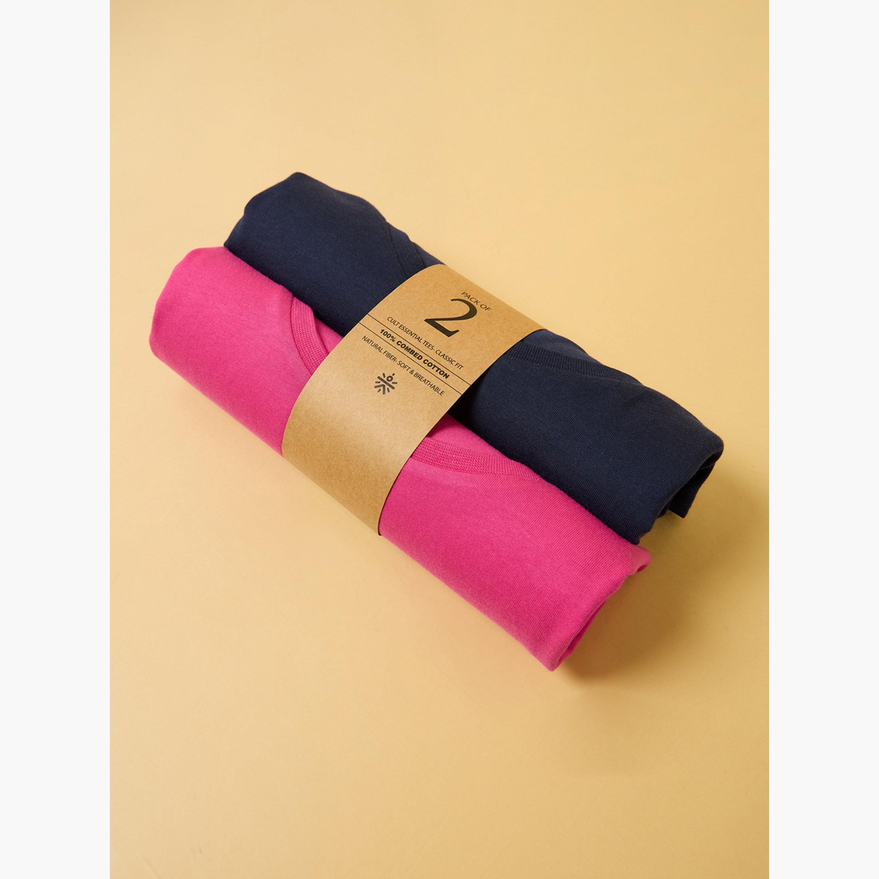 طقم تيشيرتات قطنية أساسية من Cult X Styli (عبوة من قطعتين)-sports-women-clothing-tshirtsandvests-image-6