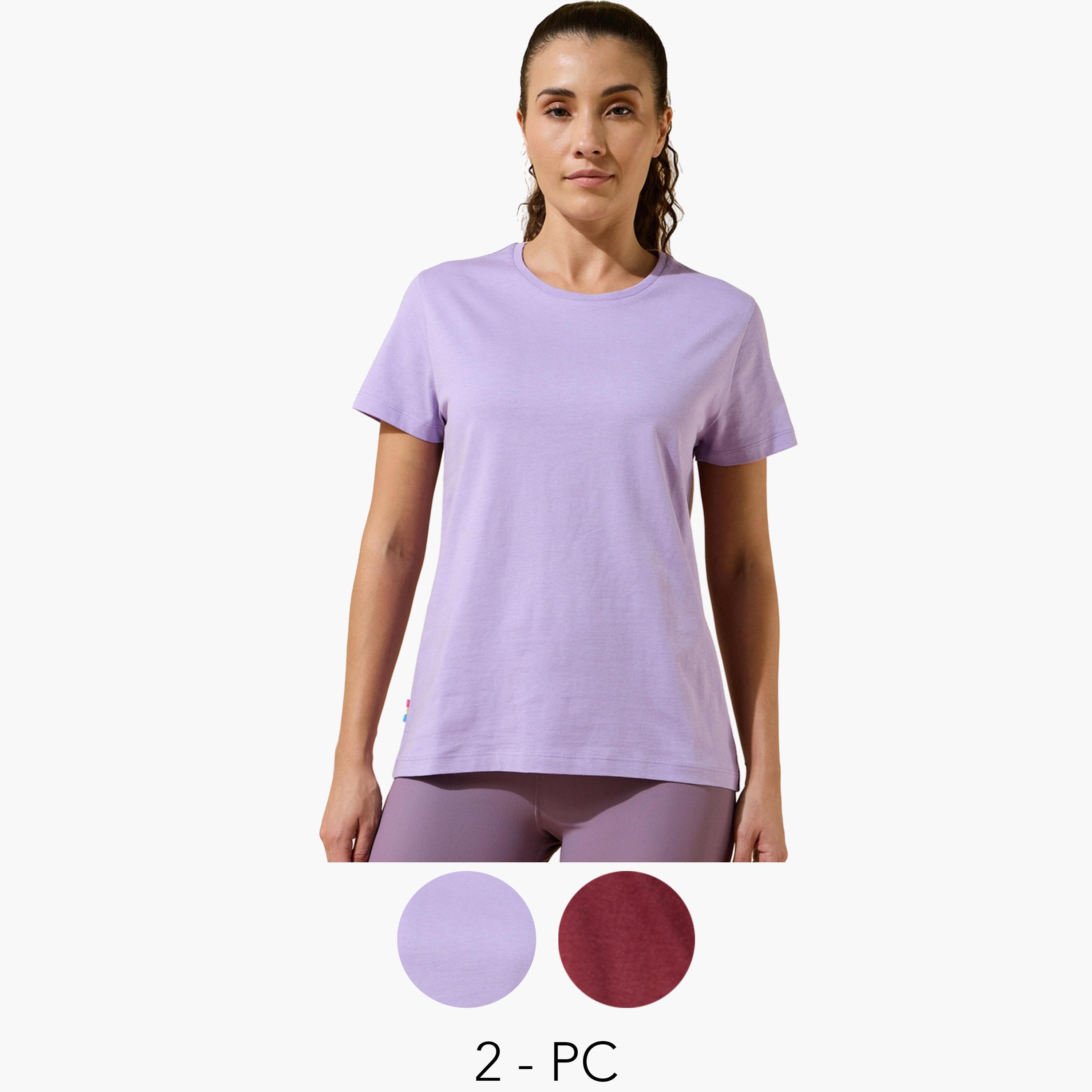 Cult X Styli Pack of 2 - Essential Cotton T-Shirt-sports-women-clothing-tshirtsandvests-image-1
